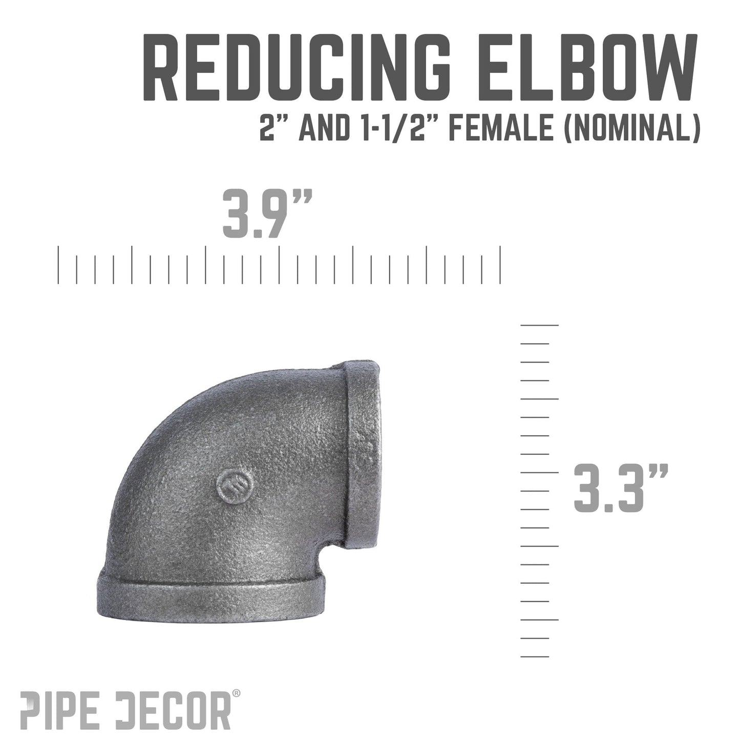 2 in. x 1 1/2 in. Black Reducing Elbow