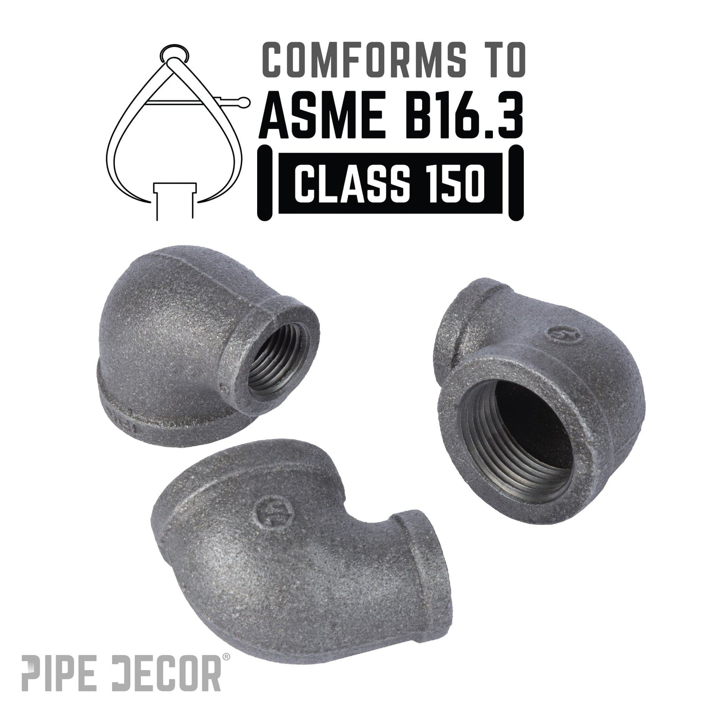 2 in. x 1 in. Black Reducing Elbow