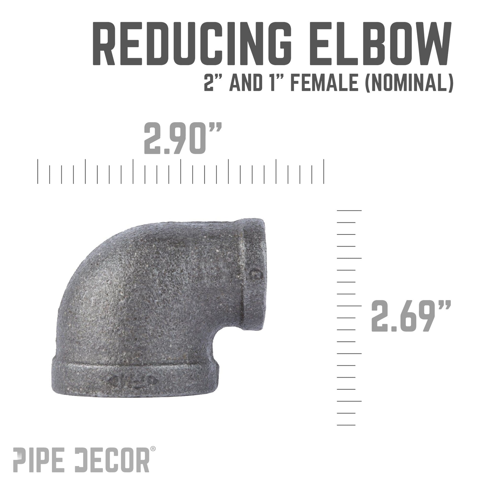 2 in. x 1 in. Black Reducing Elbow