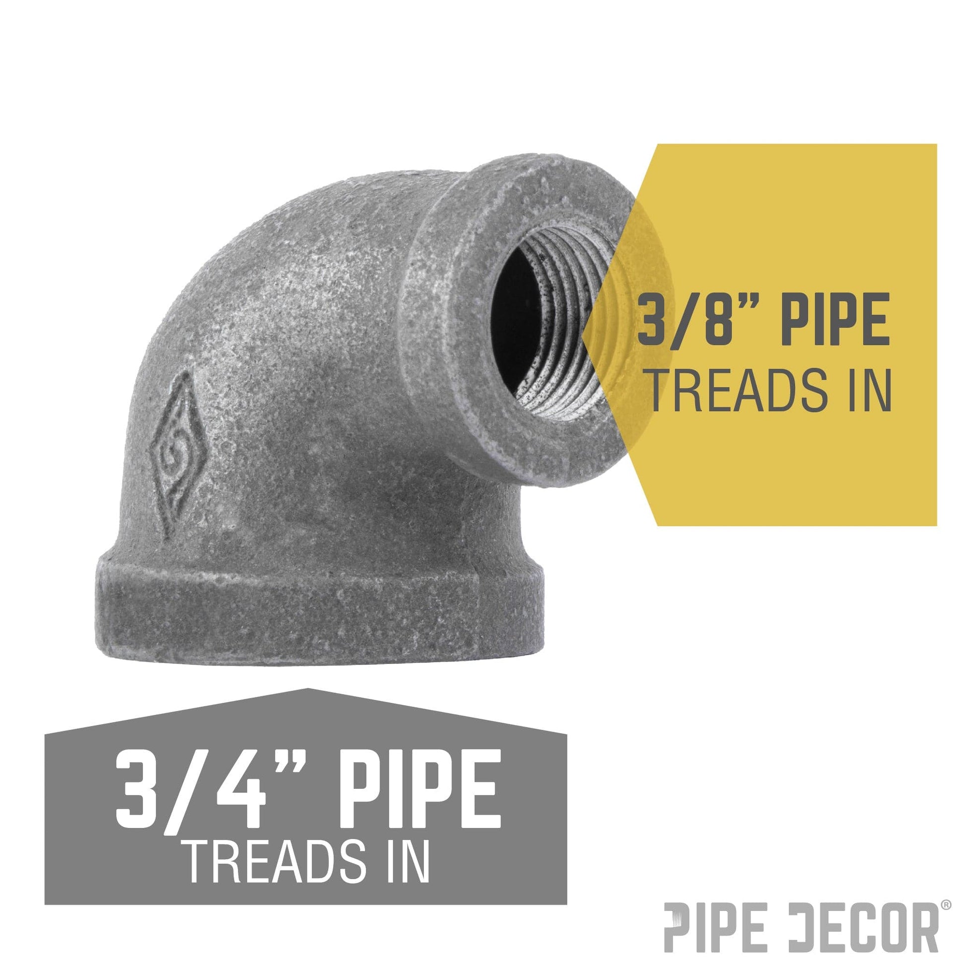 3/4 in. x 3/8 in. Black Reducing Elbow