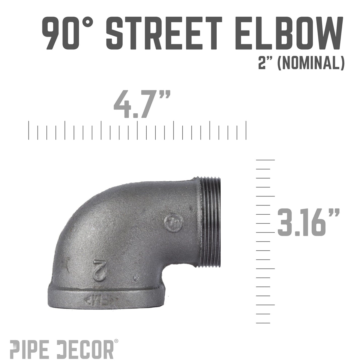 2 in. Black 90 Degree Street Elbow