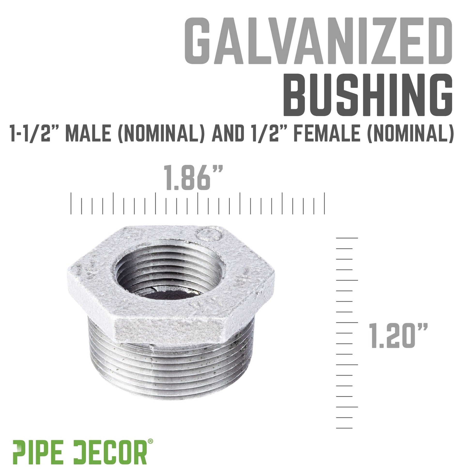 1 1/2 in. x 1/2 in. Galvanized Iron Bushing