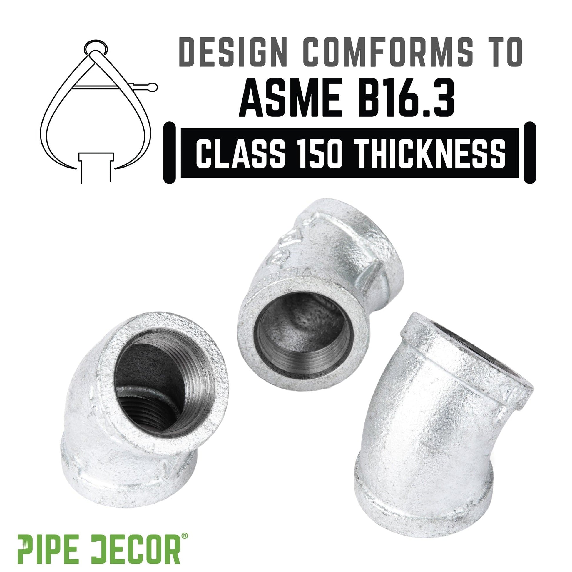 1 1/4 in. Galvanized Iron 45 Degree Elbow