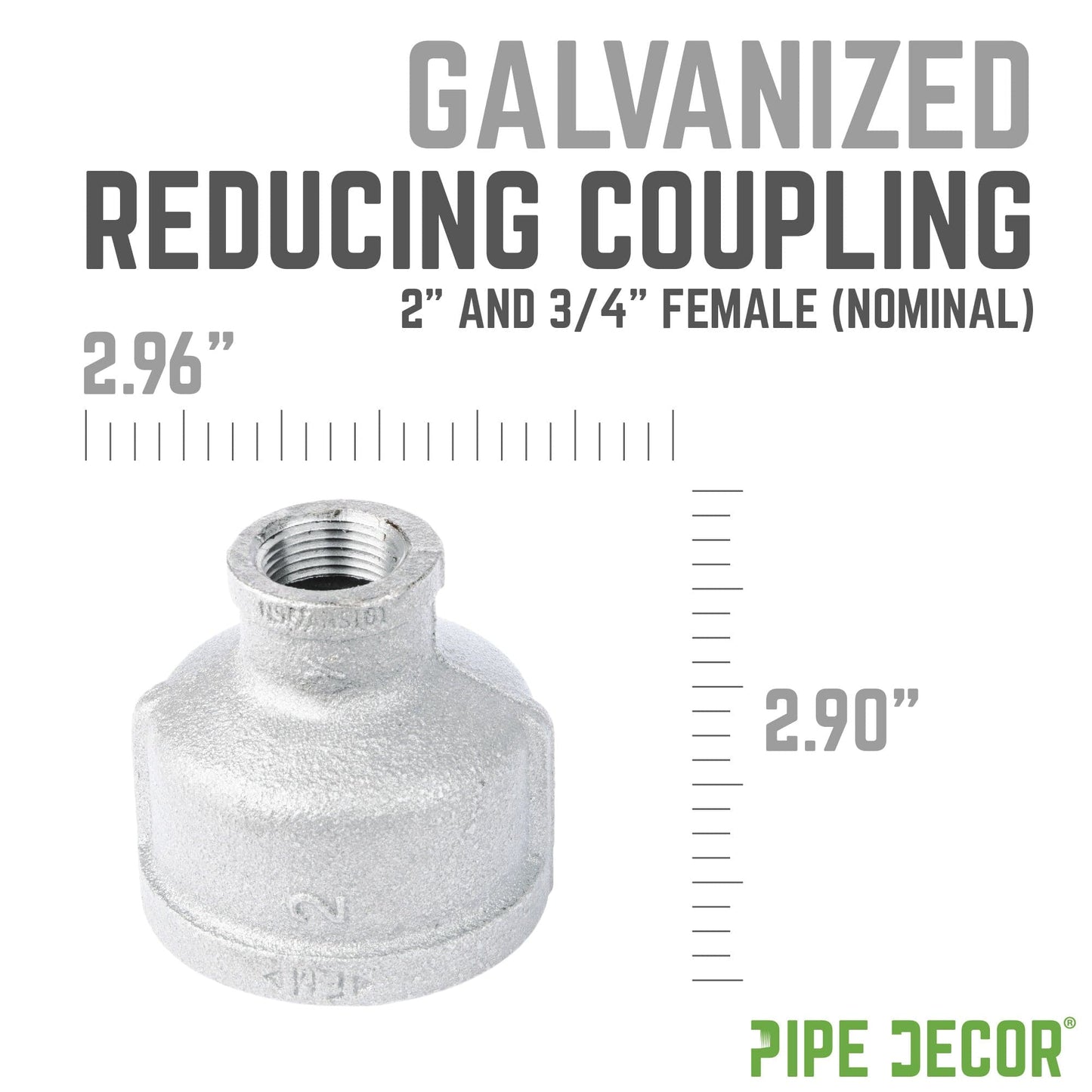 2 in. x 3/4 Galvanized Iron Reducing Coupling