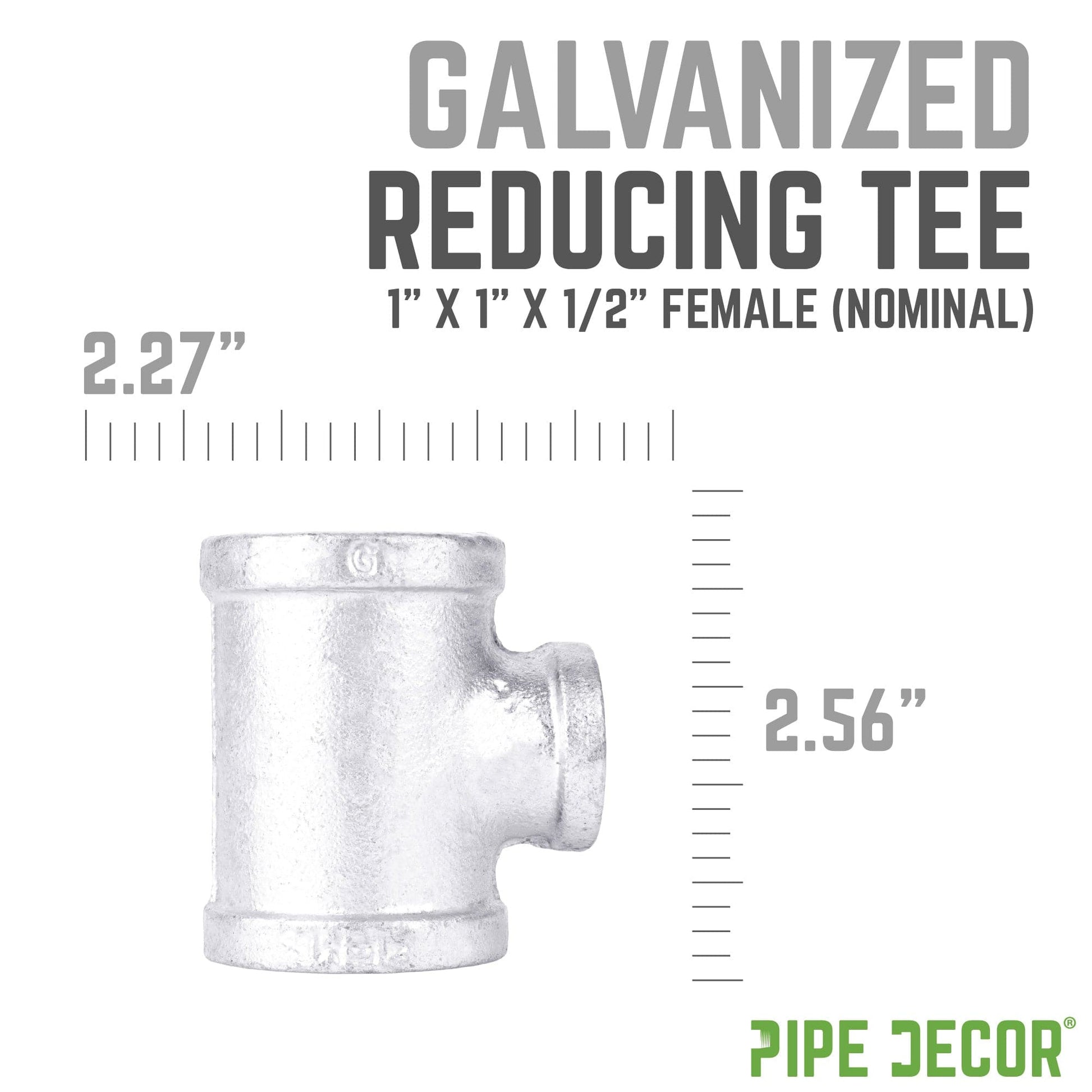1 in. x 1 in. x 1/2 in. Galvanized Reducing Tee