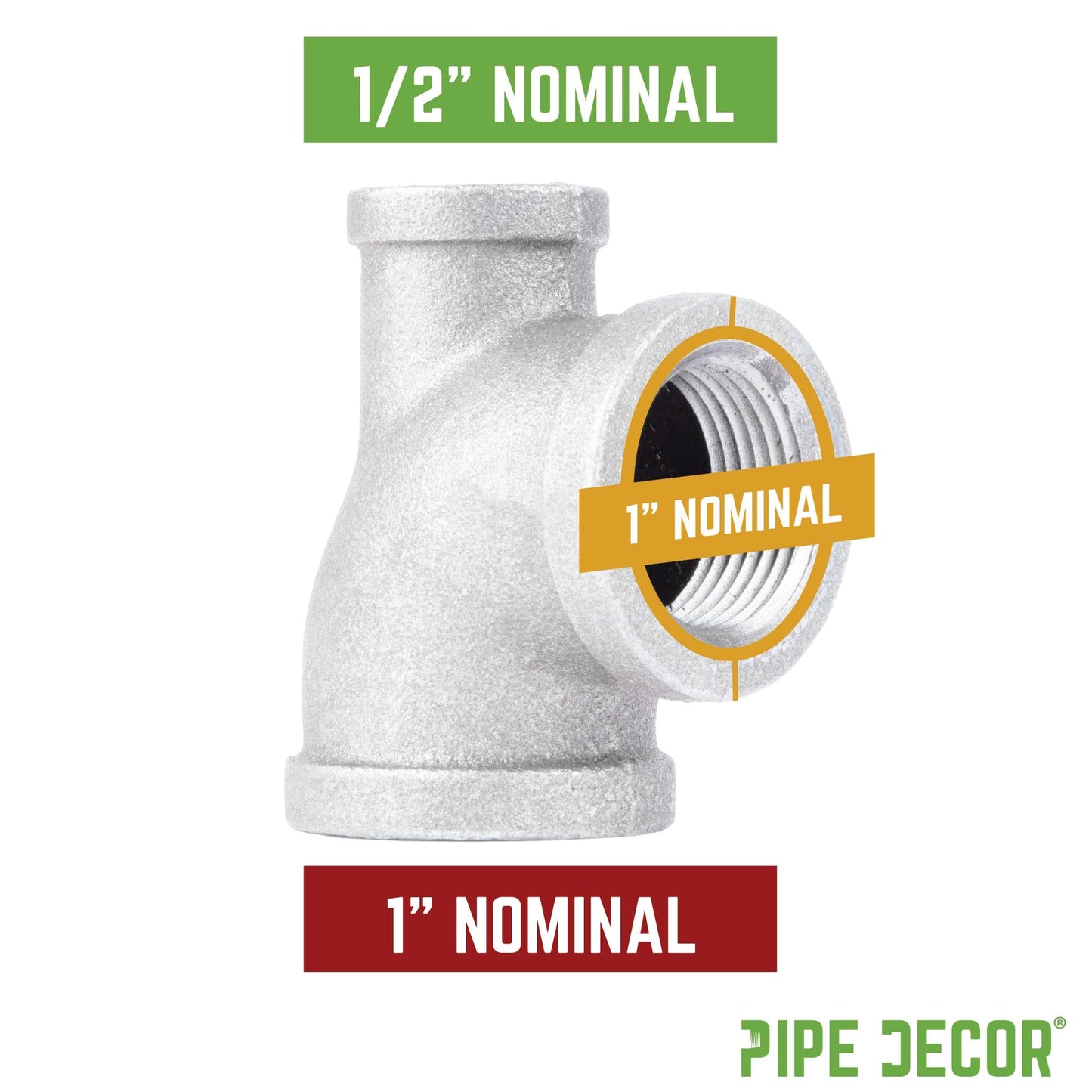 1 in. x 1/2 in. x 1 in. Galvanized Reducing Tee