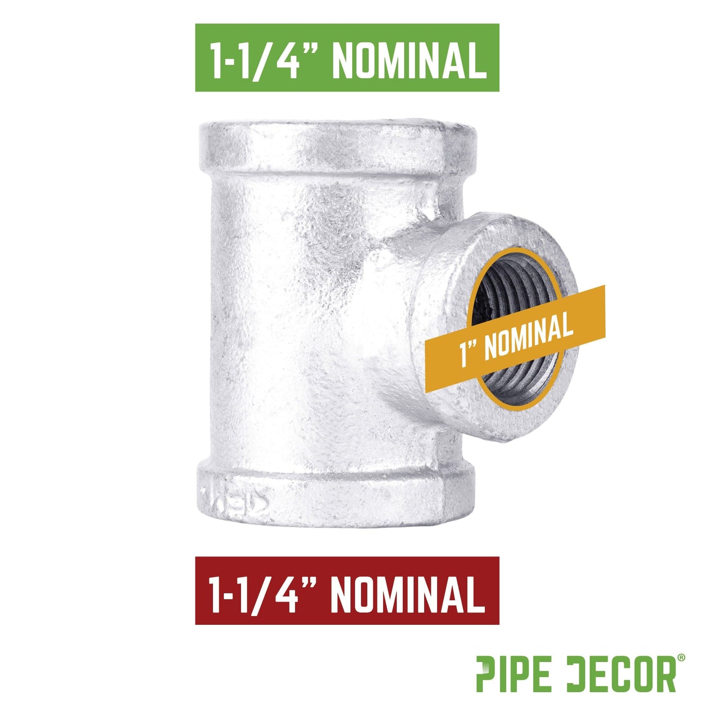 1 1/4 in. x 1 1/4 in. x 1 in. Galvanized Iron Reducing Tee