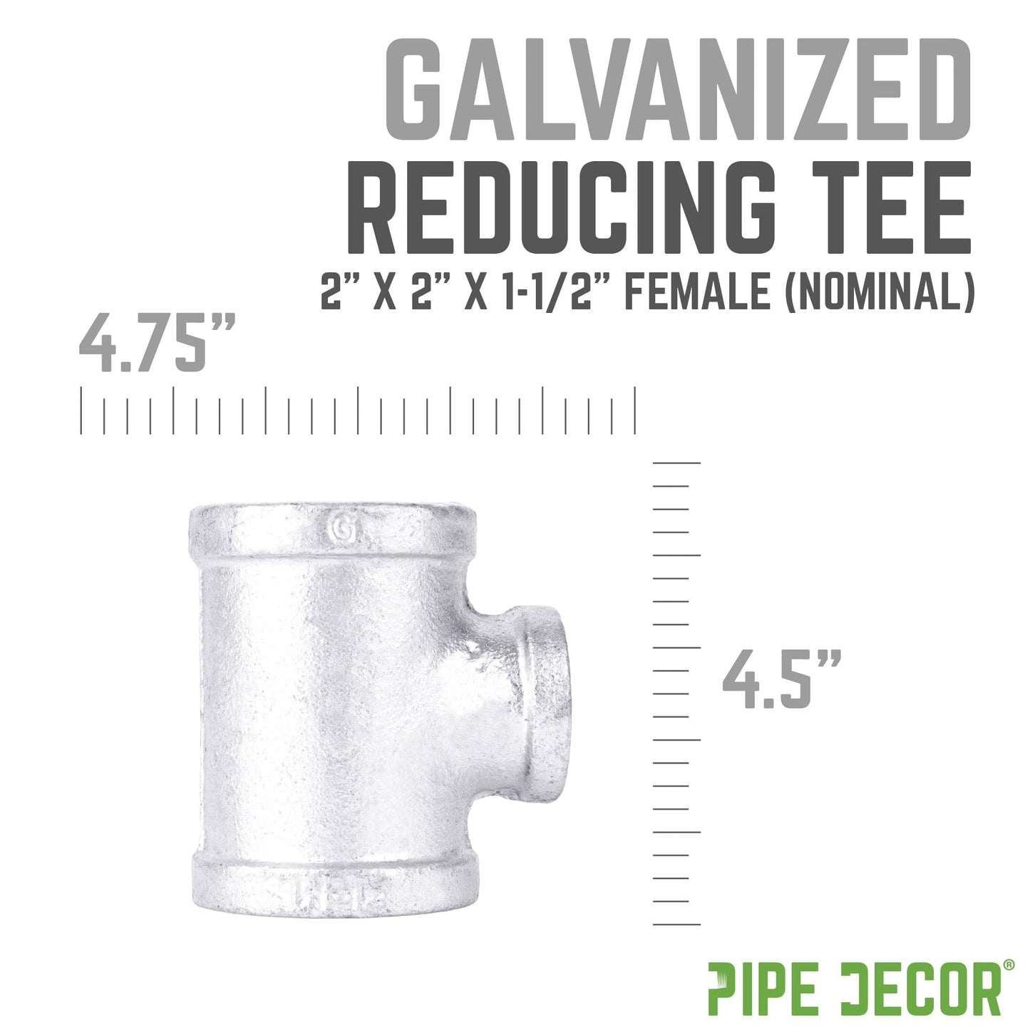 2 in. x  2 in. x 1 1/2 in. Galvanized Iron Reducing Tee