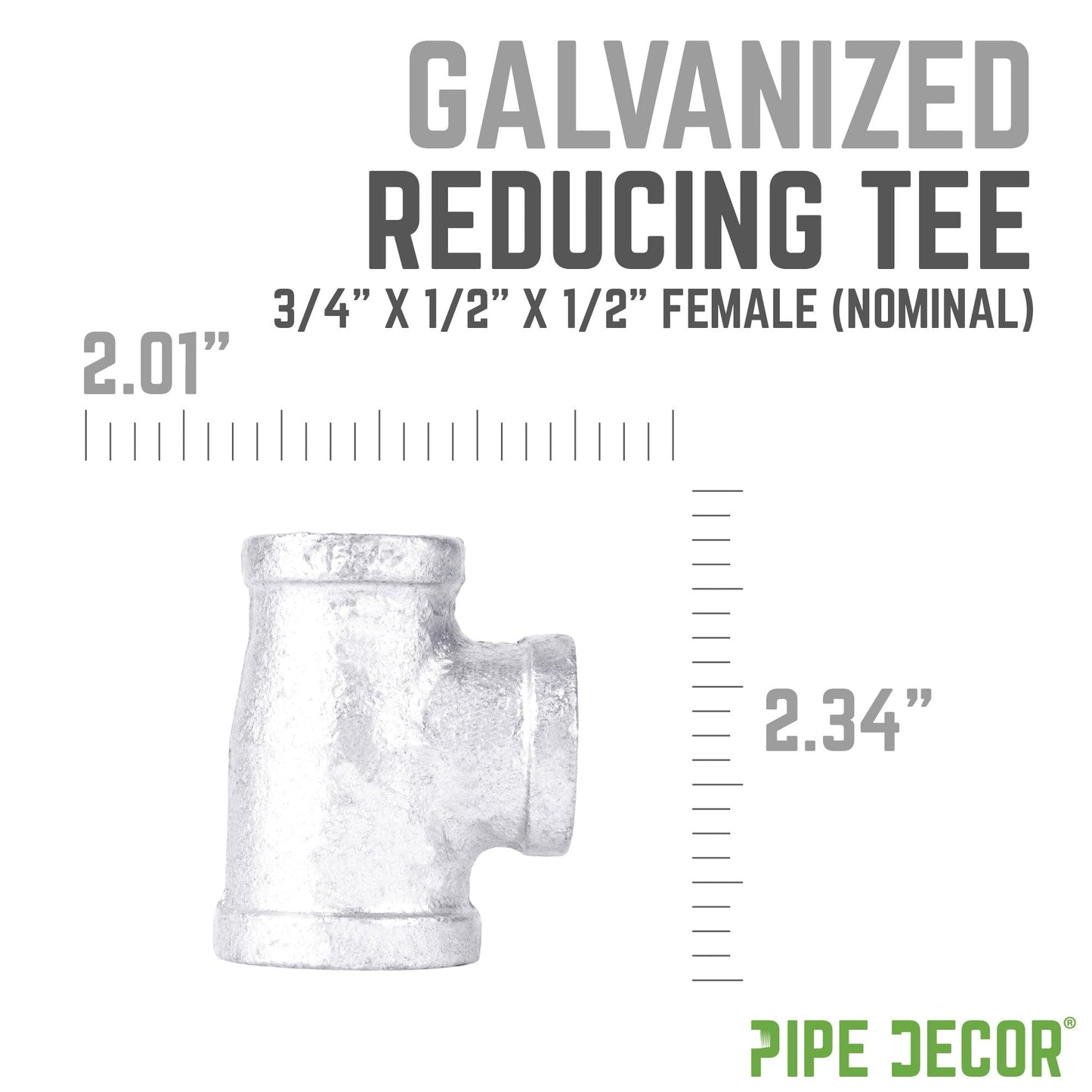 3/4 in. x 1/2 in. x 1/2 in. Galvanized Reducing Tee