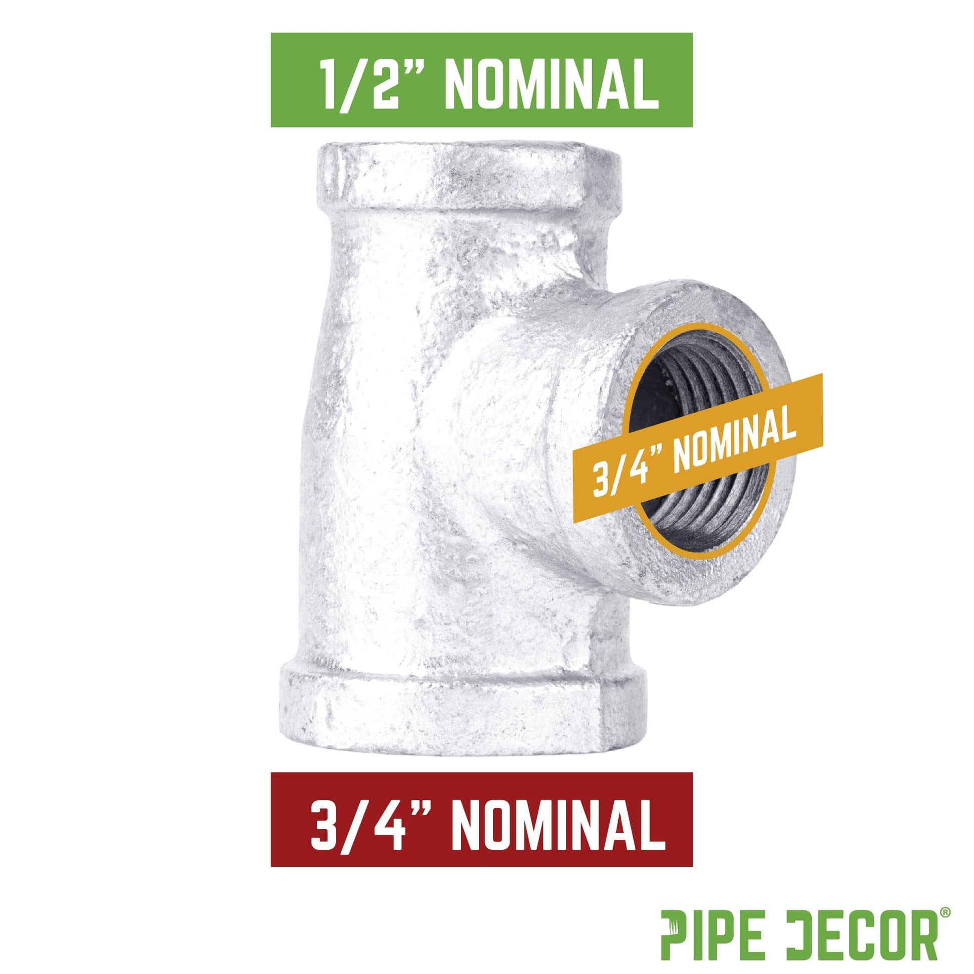 3/4 in. x 1/2 in. x 3/4 in. Galvanized Reducing Tee