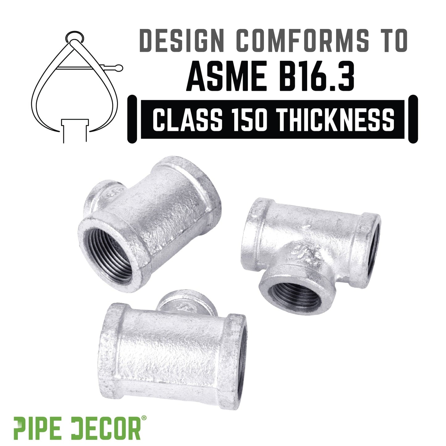 3/4 in. x 3/4 in. x 1/2 in. Galvanized Reducing Tee