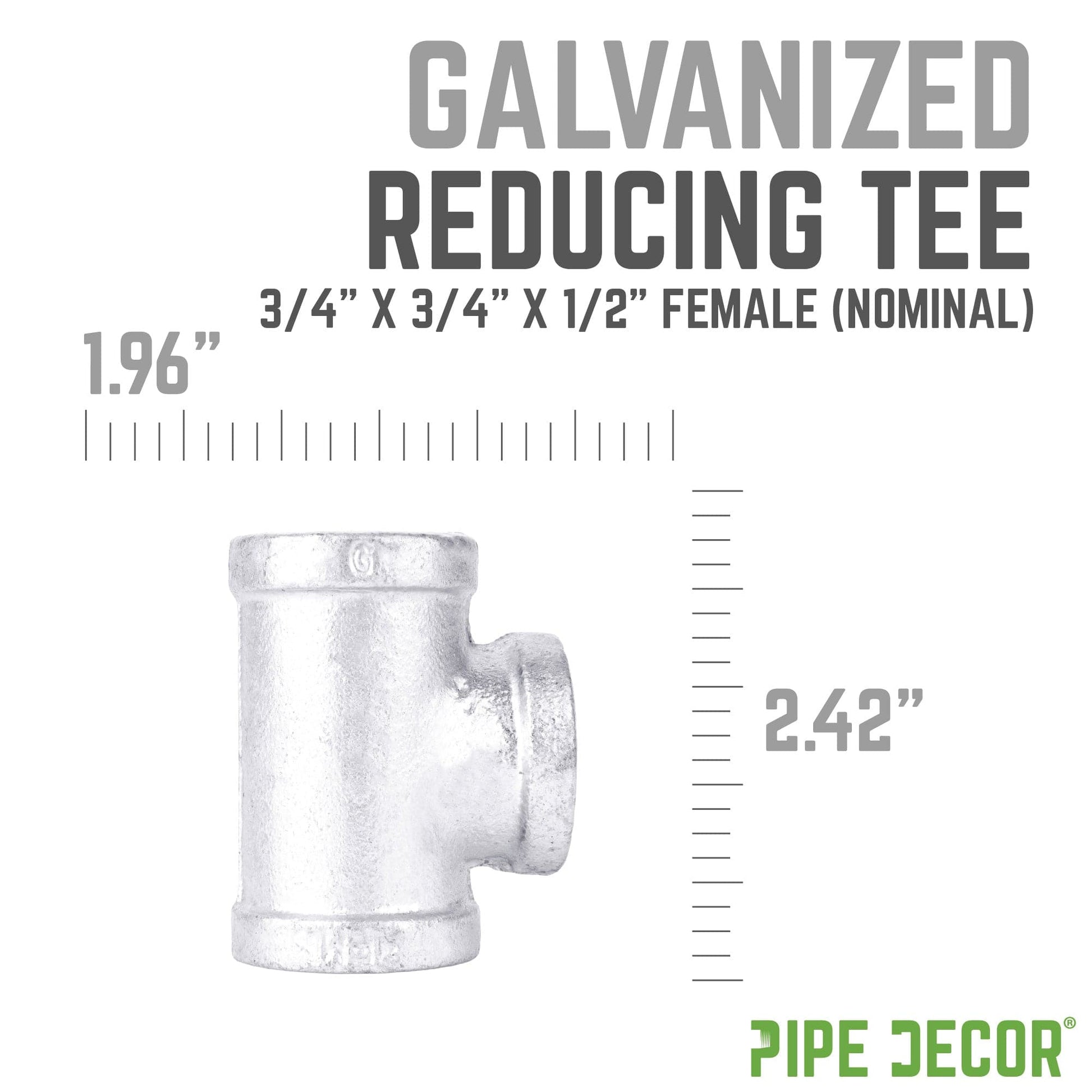 3/4 in. x 3/4 in. x 1/2 in. Galvanized Reducing Tee