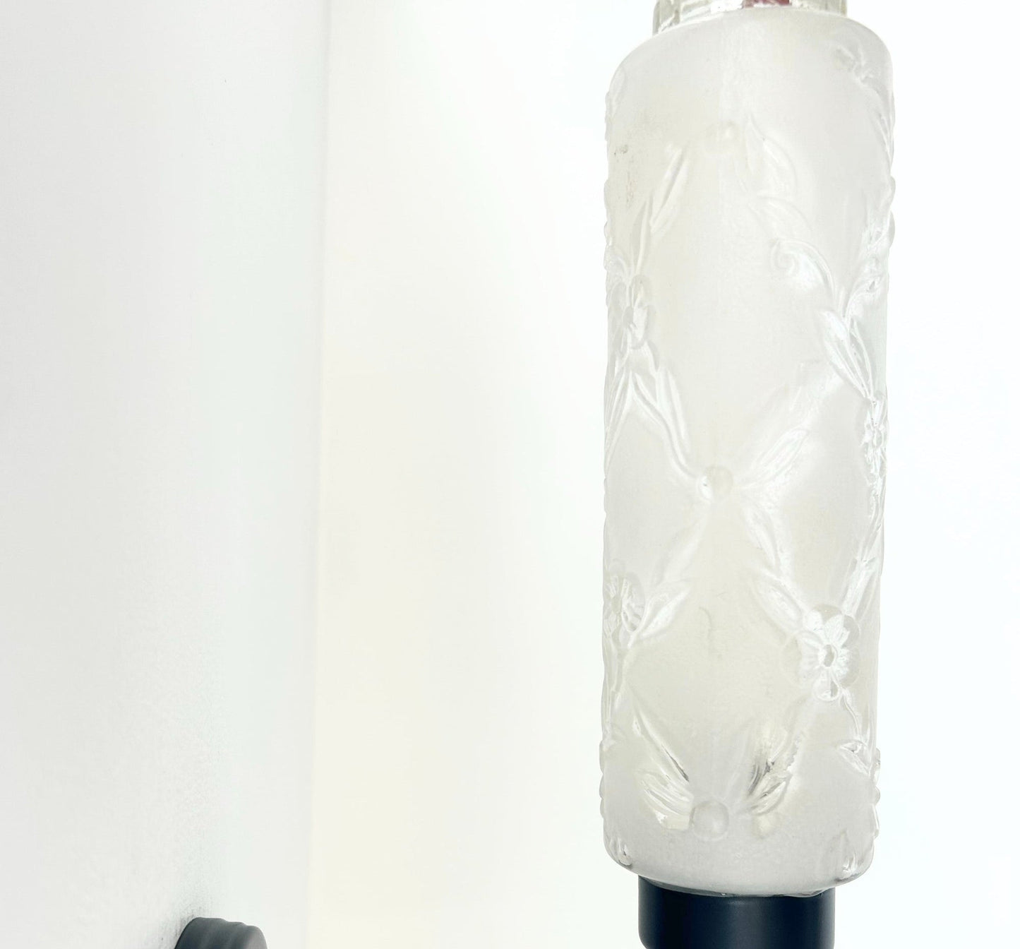 Delicate Narrow Frosted Floral Glass Wall Sconce