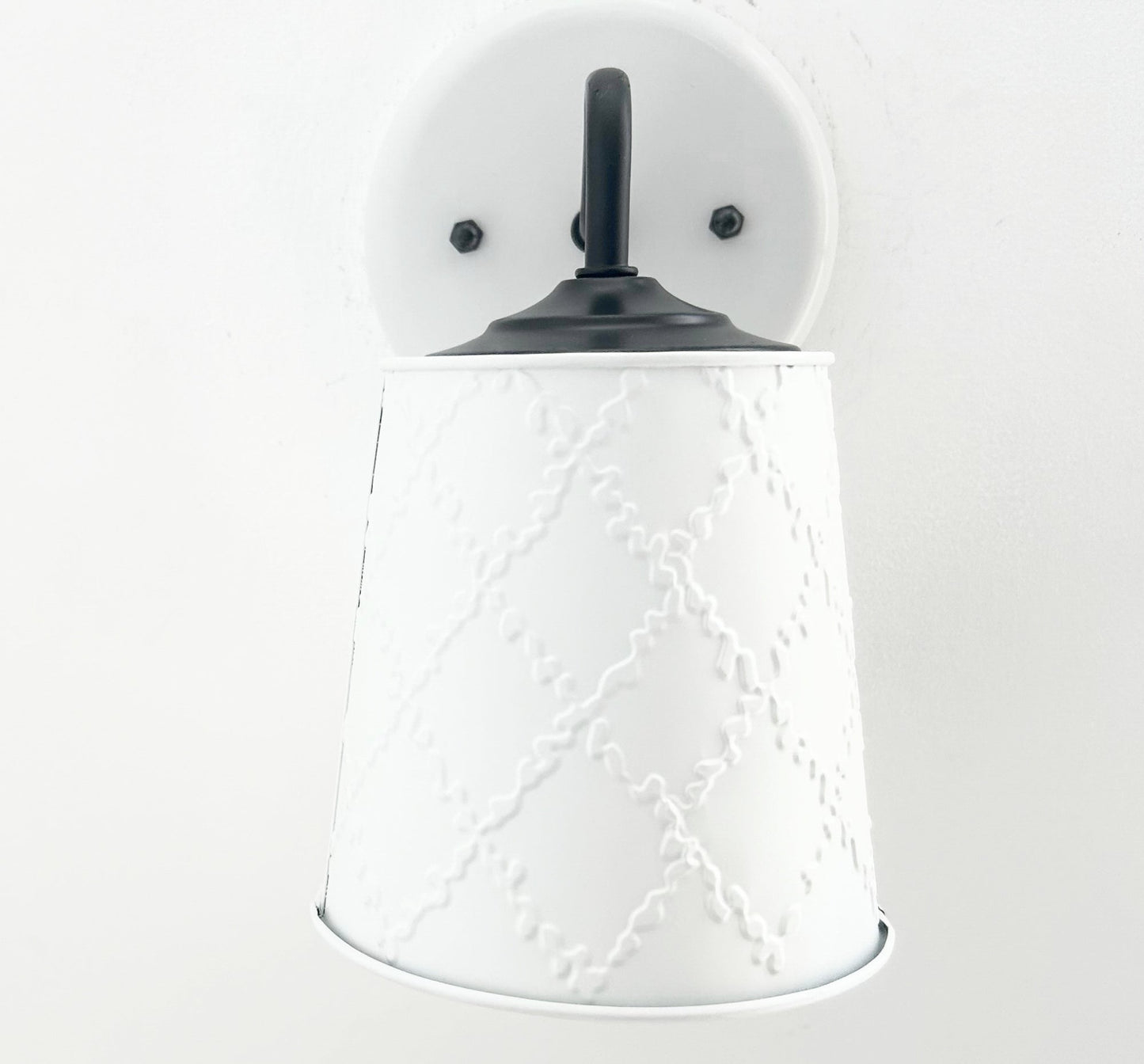 Embossed White Tin Wall Sconce