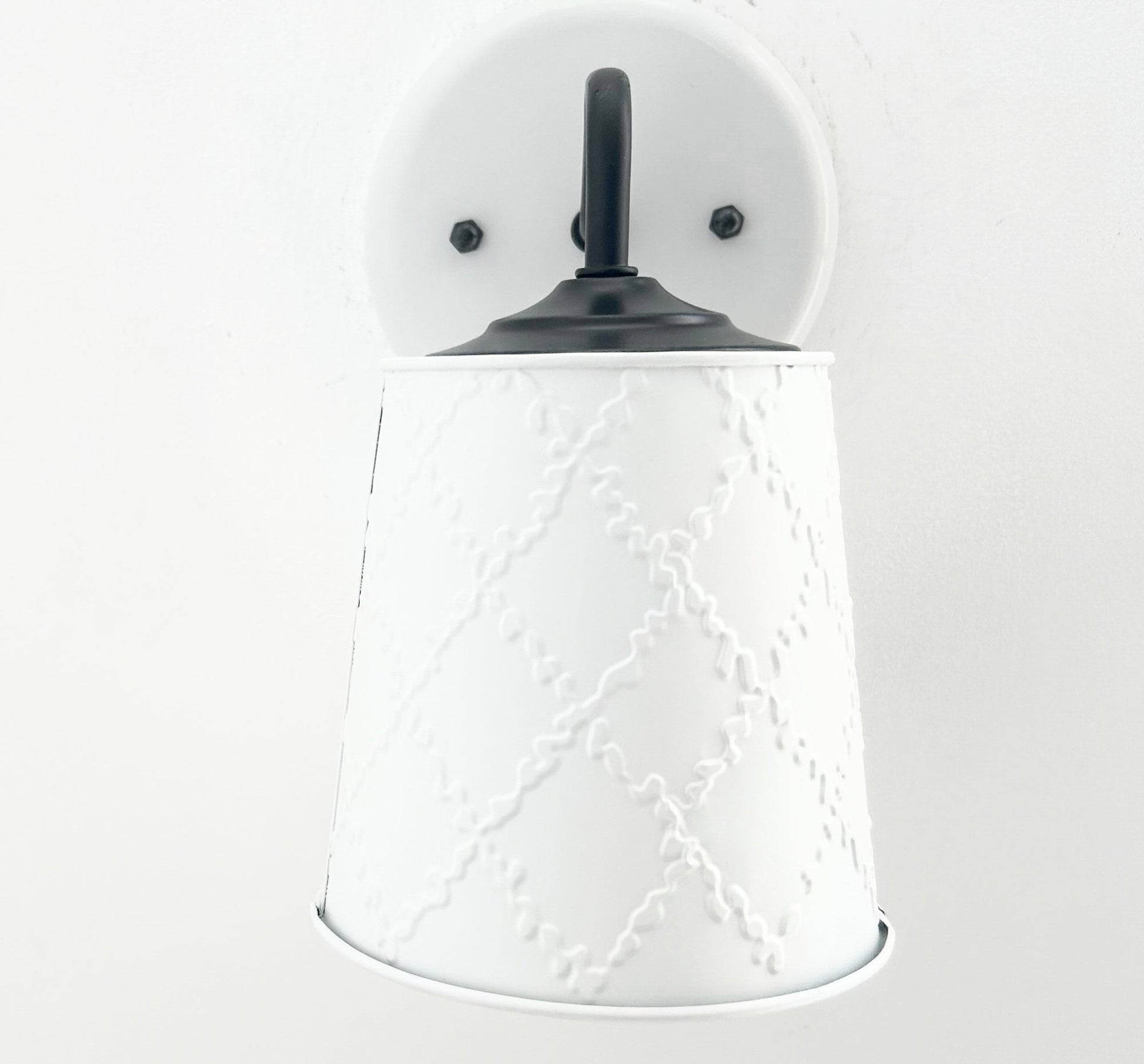 Embossed White Tin Wall Sconce