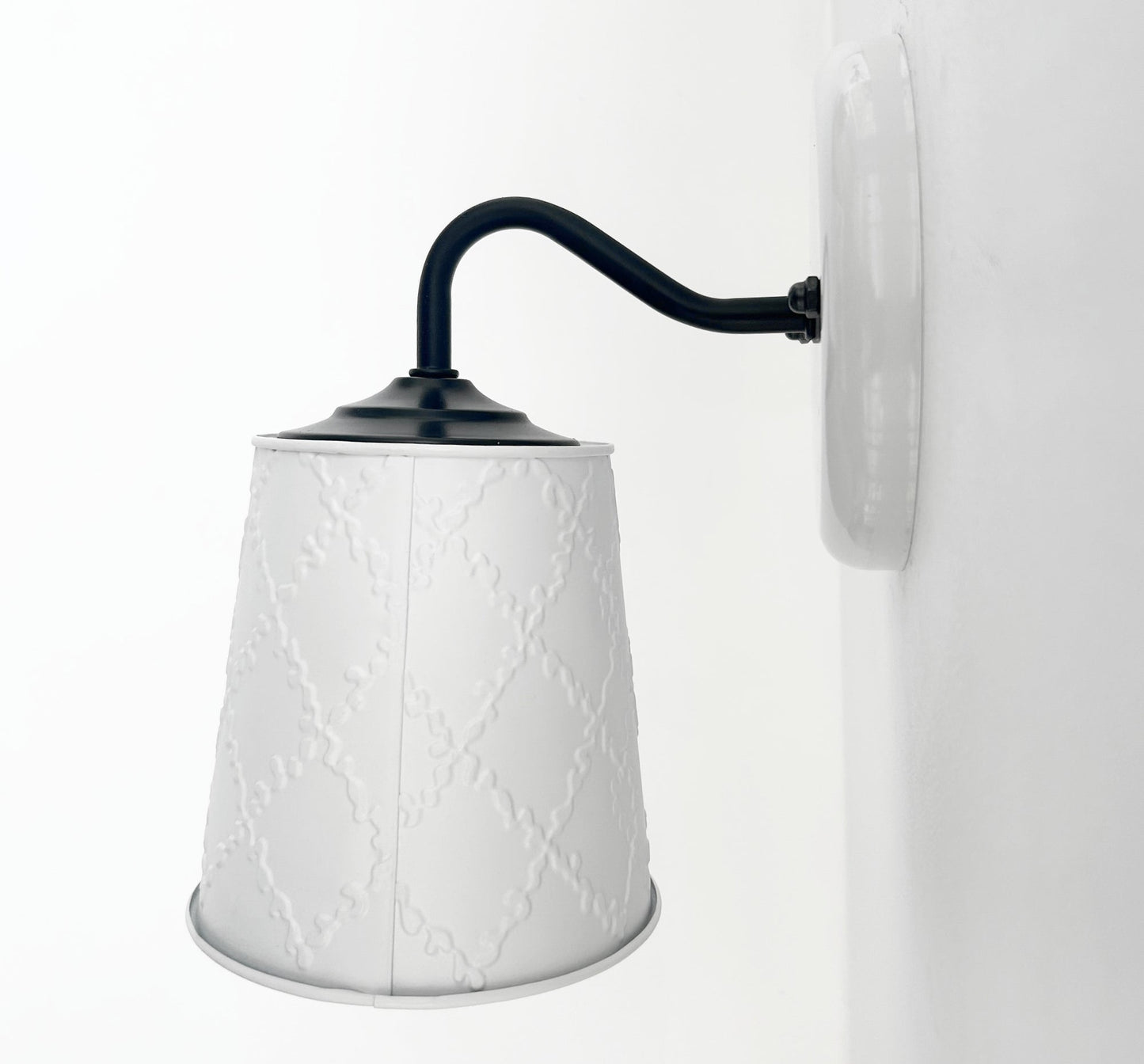 Embossed White Tin Wall Sconce