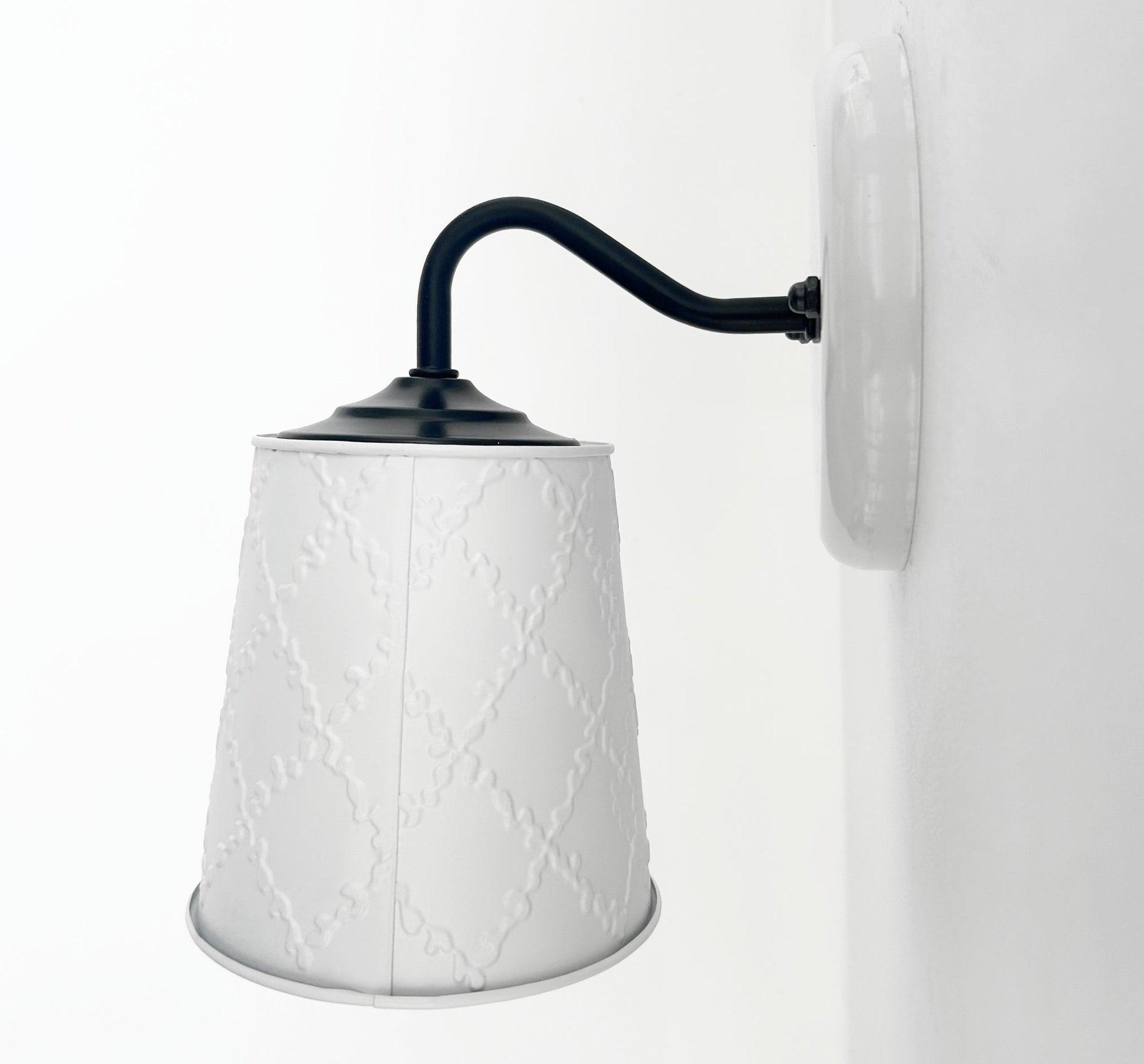 Embossed White Tin Wall Sconce