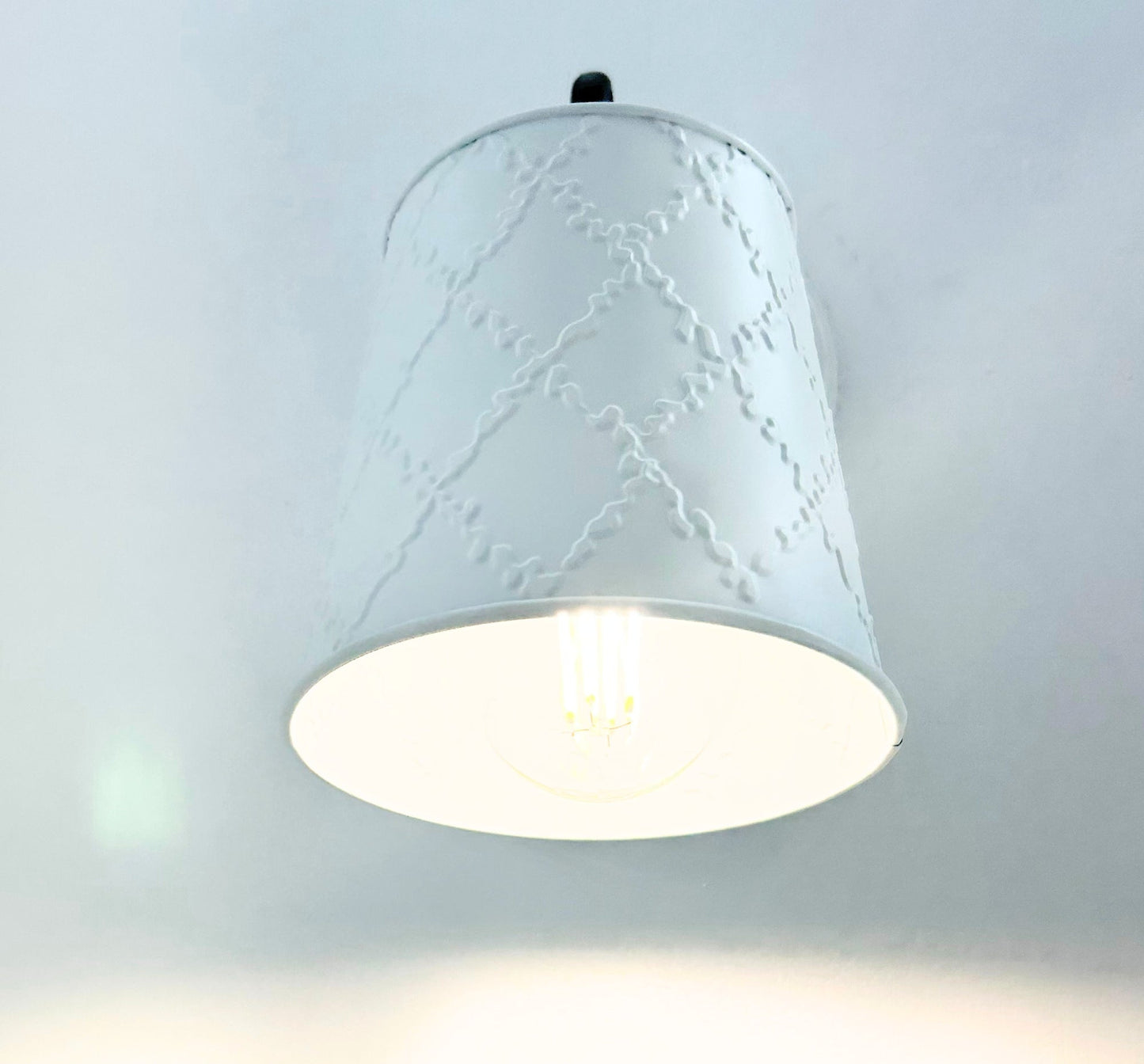 Embossed White Tin Wall Sconce