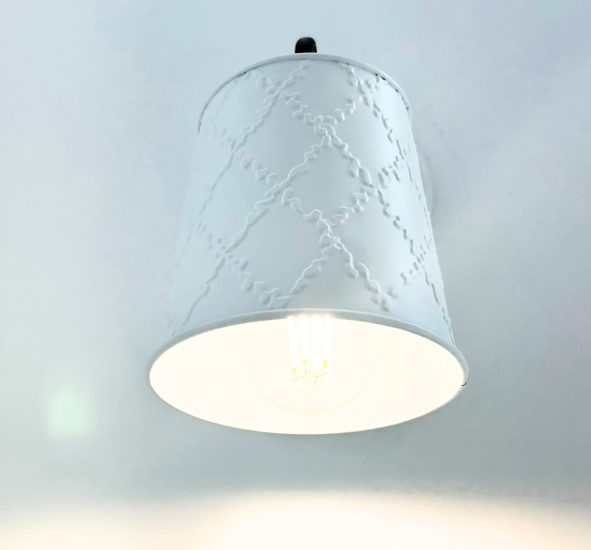 Embossed White Tin Wall Sconce