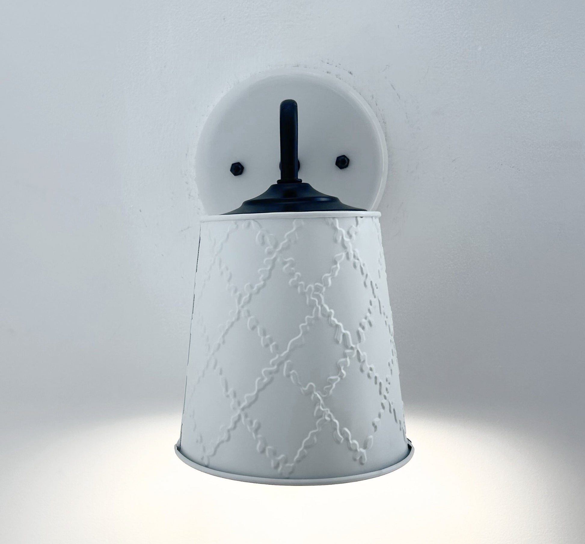 Embossed White Tin Wall Sconce