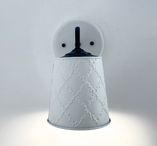 Embossed White Tin Wall Sconce