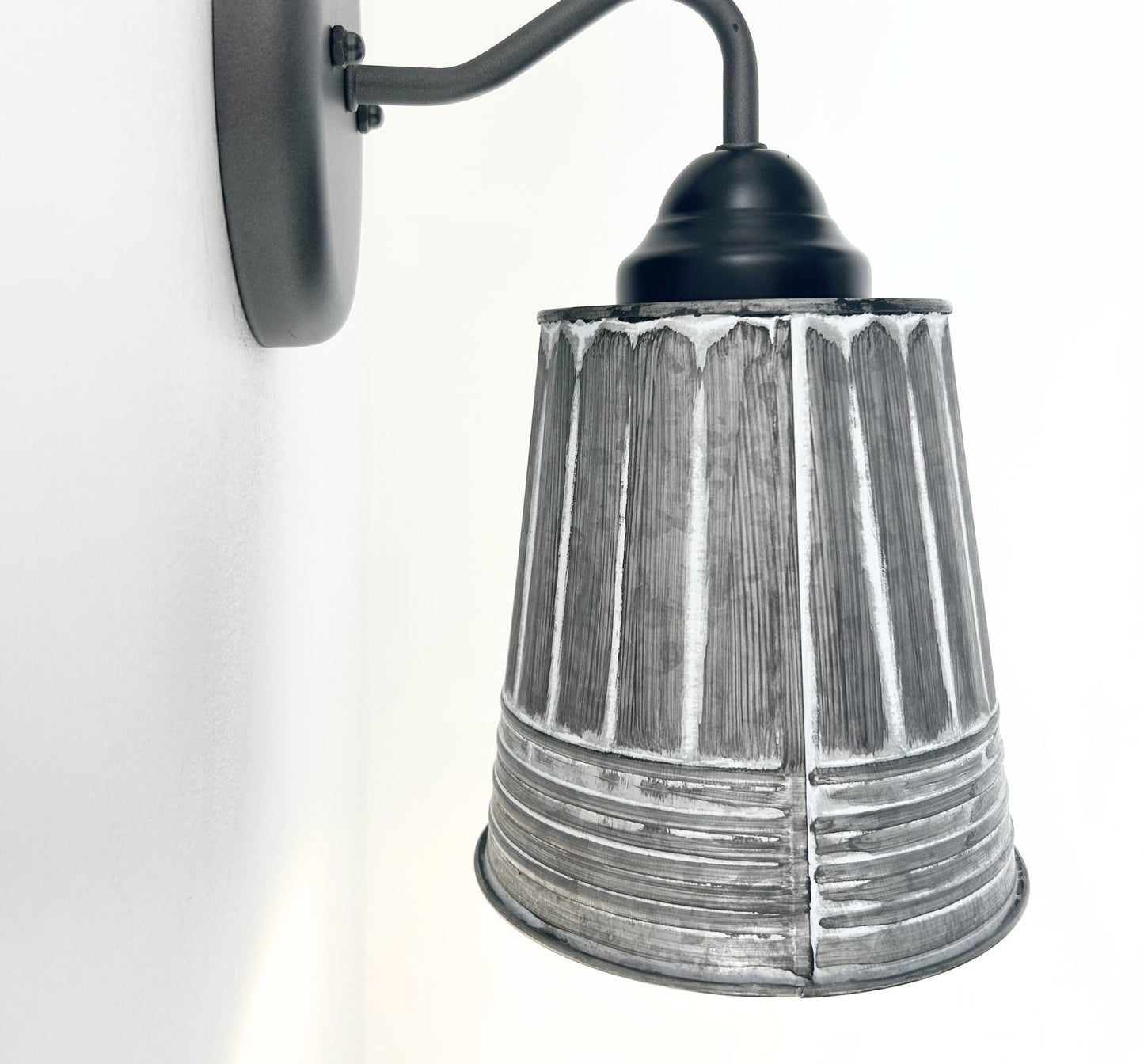 Rustic Galvanized Ribbed Wall Sconce