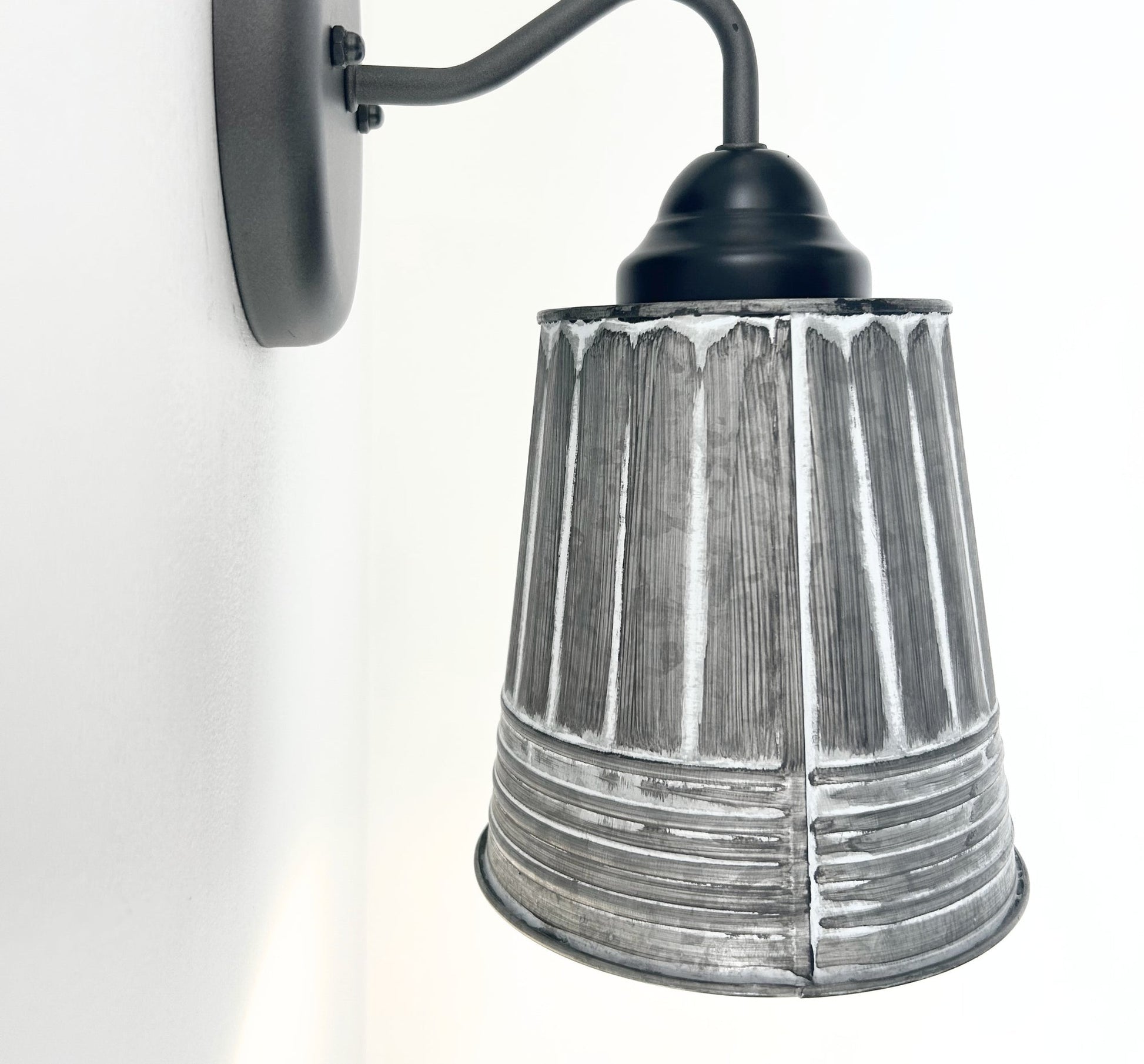 Rustic Galvanized Ribbed Wall Sconce