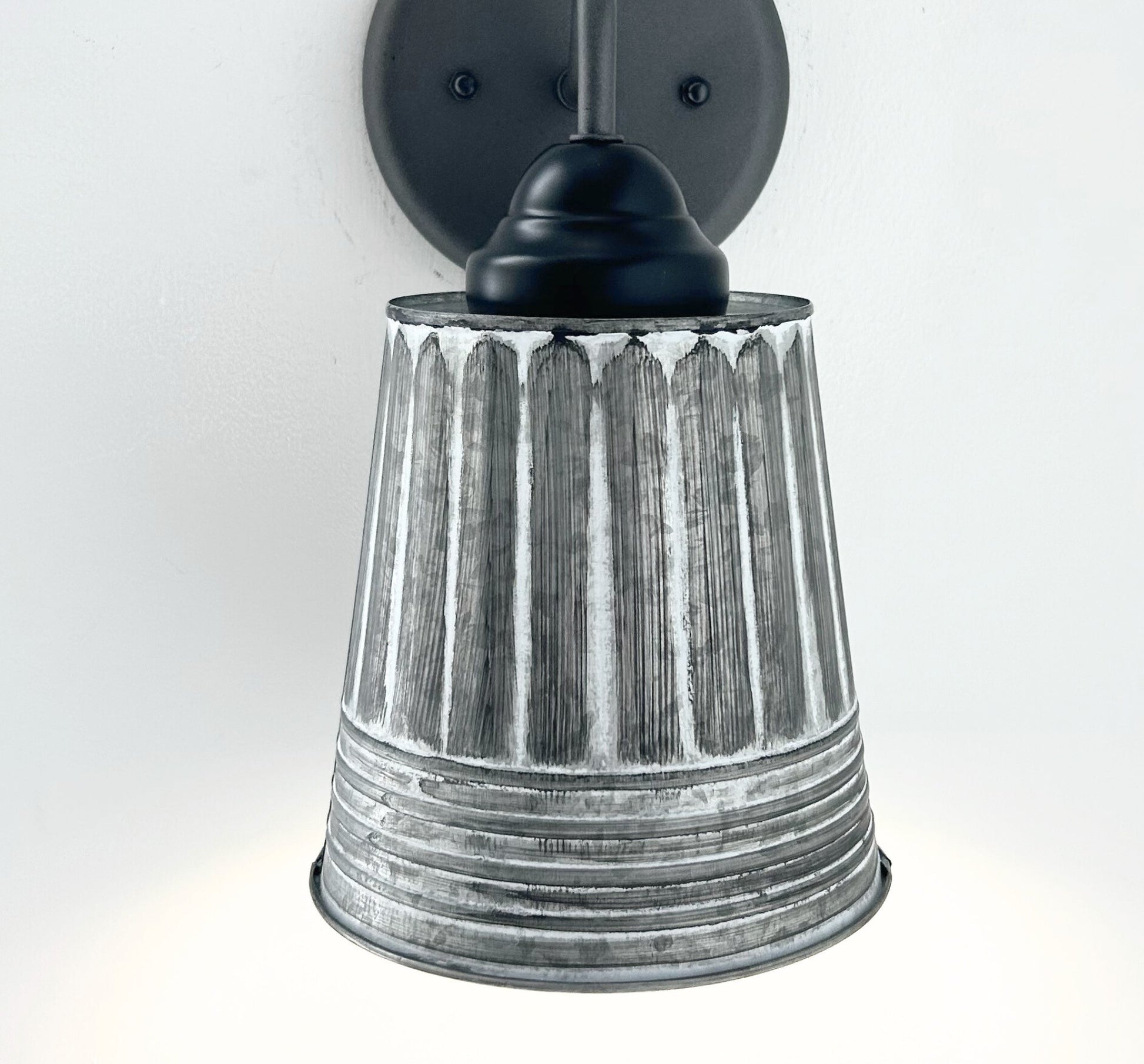 Rustic Galvanized Ribbed Wall Sconce