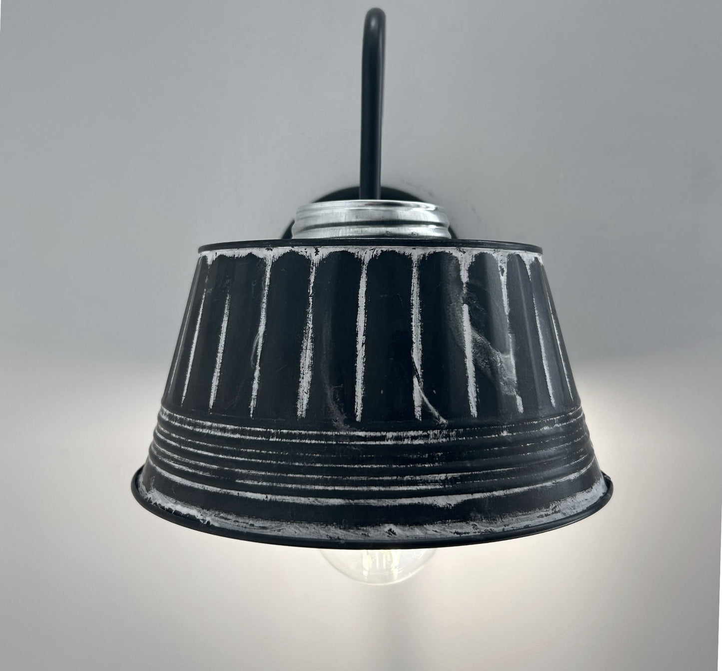 Black Ribbed Galvanized Wall Sconce