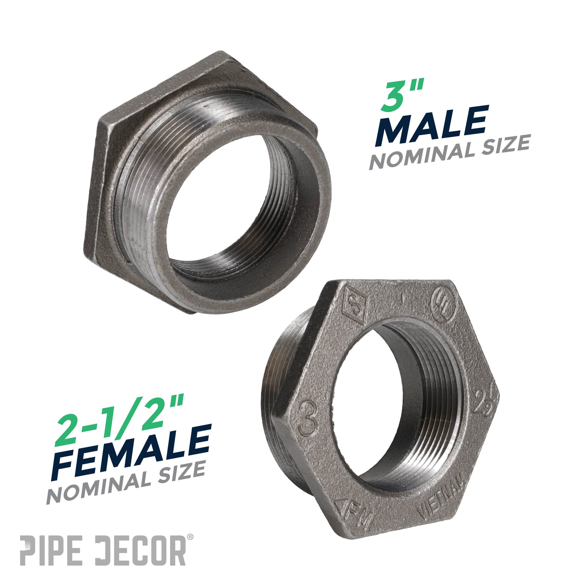 3 in. x 2 1/2 in. Black Bushing