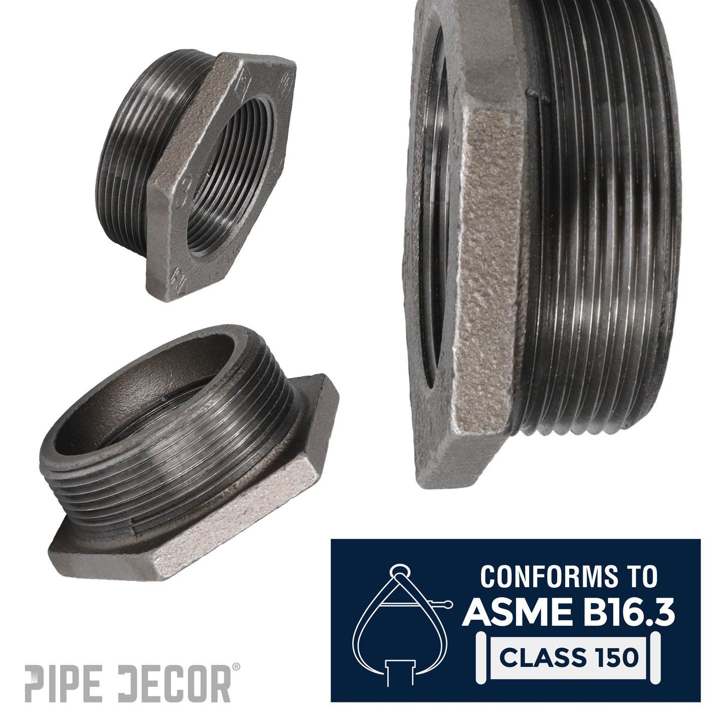 3 in. x 2 1/2 in. Black Bushing