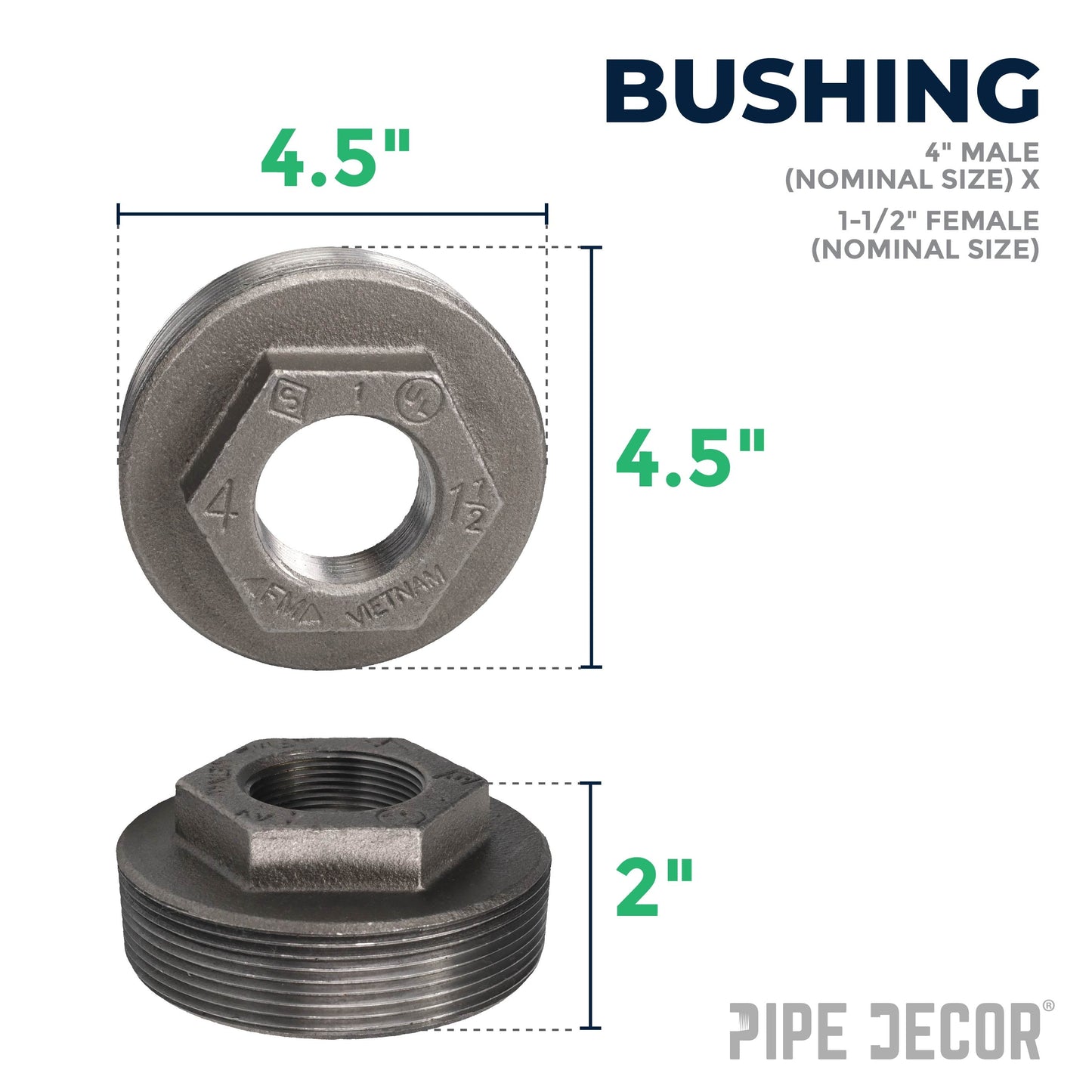 4 in. x 1 1/2 in. Black Bushing