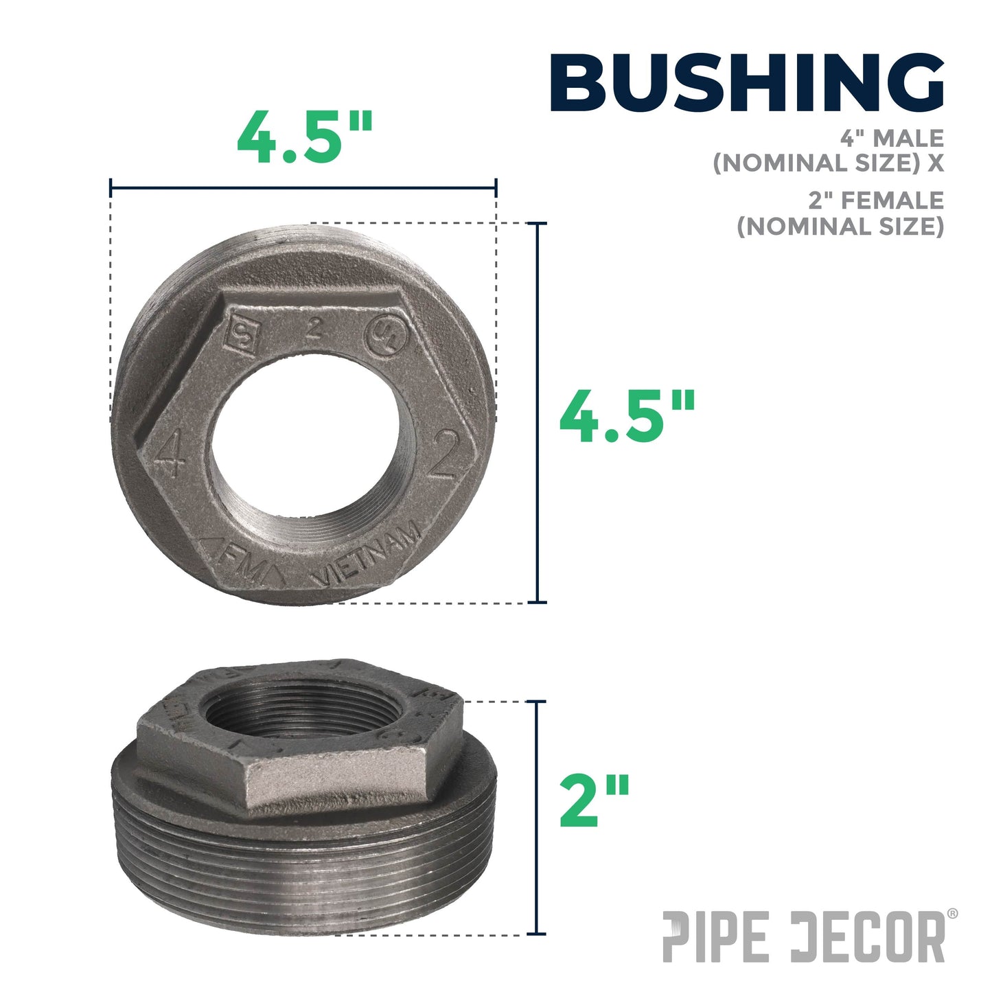 4 in. x 2 in. Black Bushing