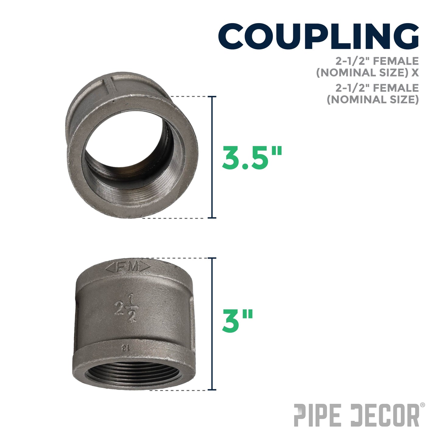 2 1/2 in. Black Coupling