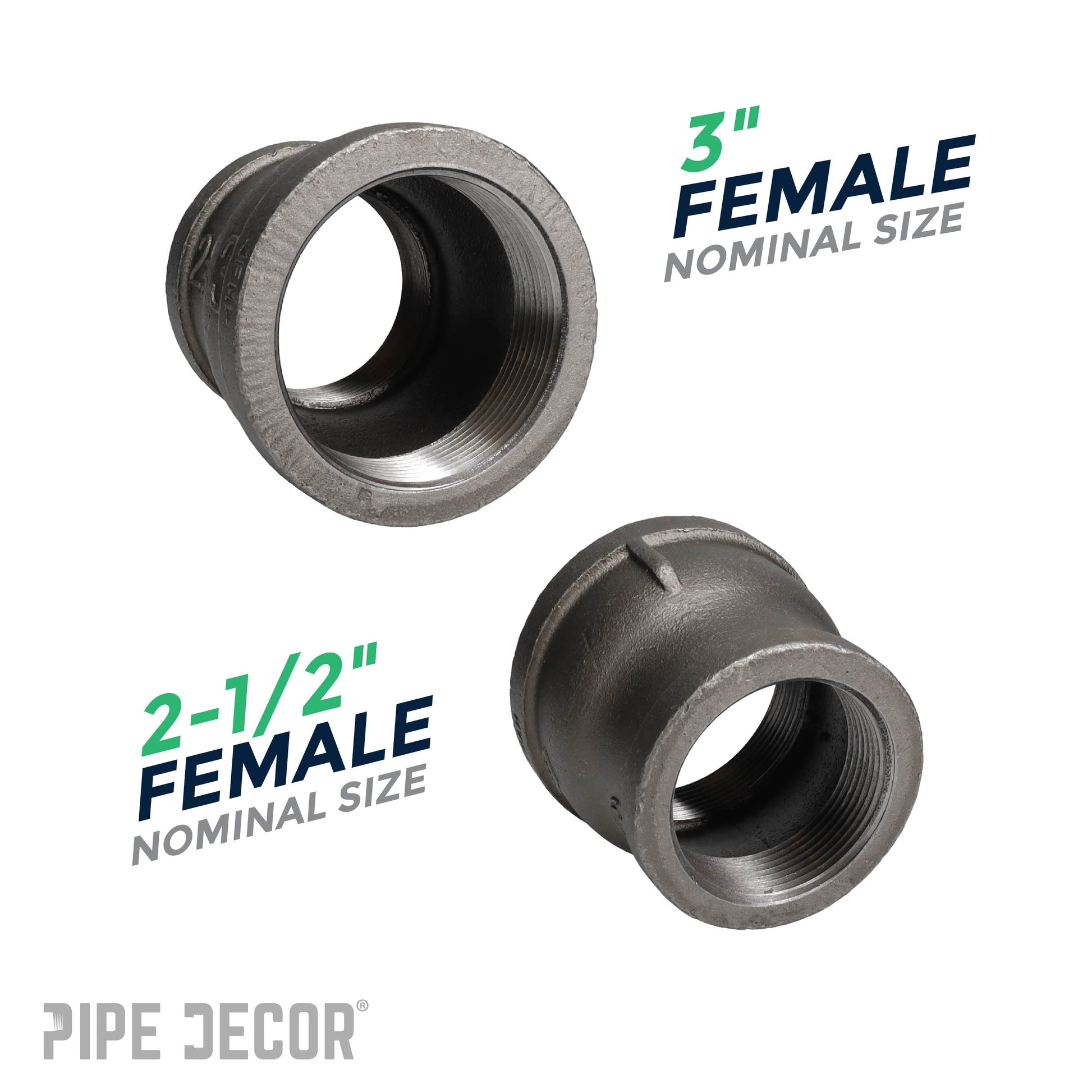 3 in. x 2 1/2 in. Black Reducing Coupling