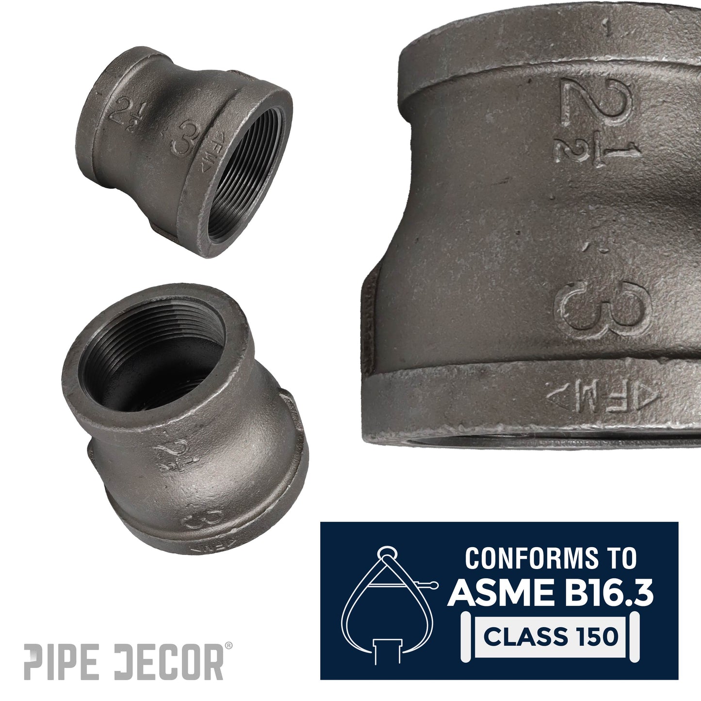 3 in. x 2 1/2 in. Black Reducing Coupling