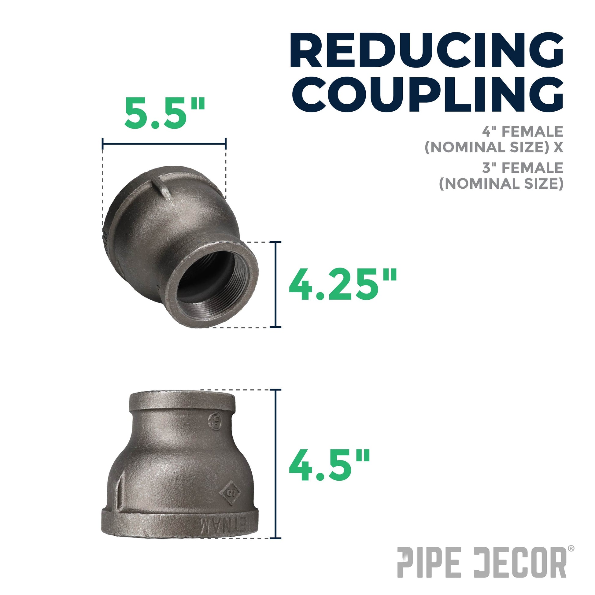 4 in. x 3 in. Black Reducing Coupling