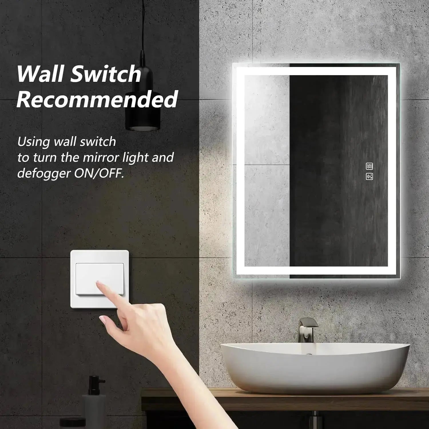 36 x 24  Inch Center Glow LED Bathroom Mirror
