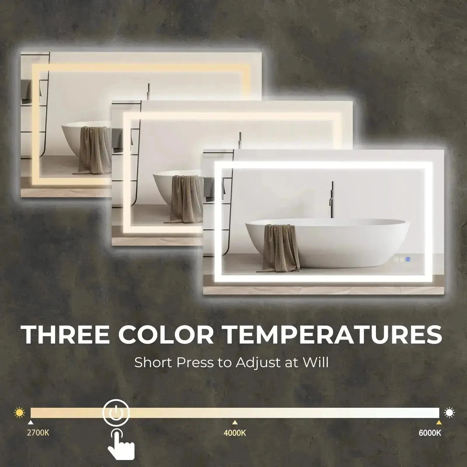 24 x 32  Inch Center Glow LED Bathroom Mirror