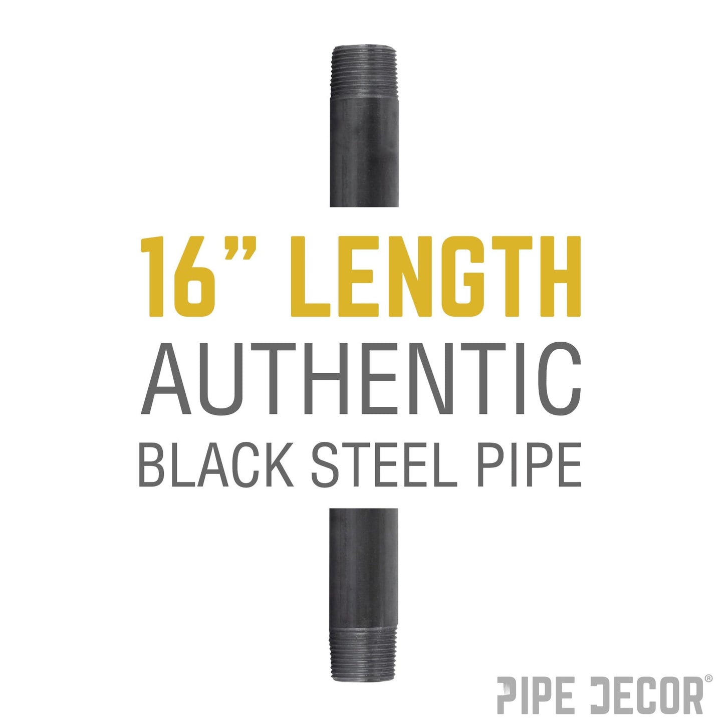 1 in. x 16 in. Black Pipe