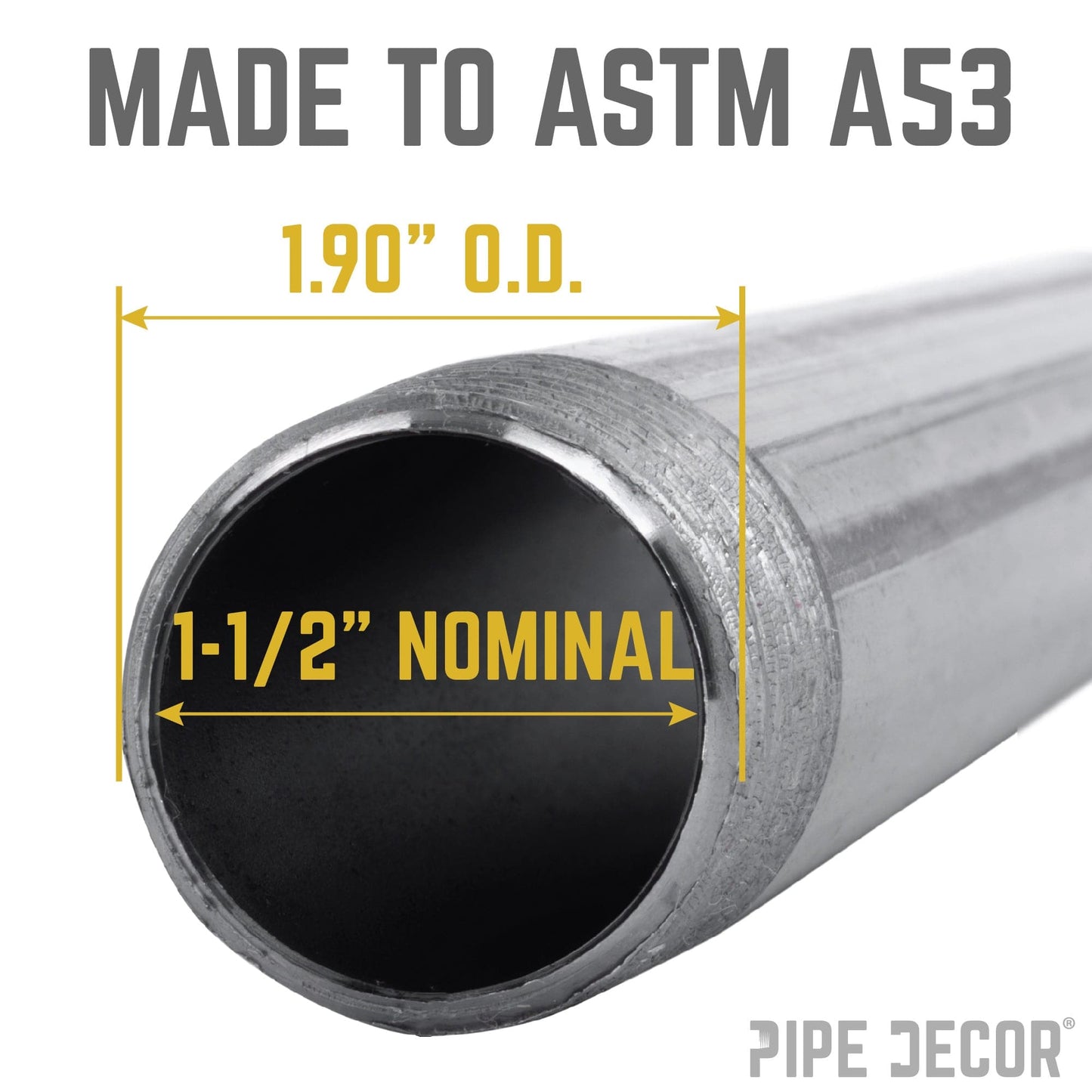 1 1/2 in. x 60 in. Black Pipe