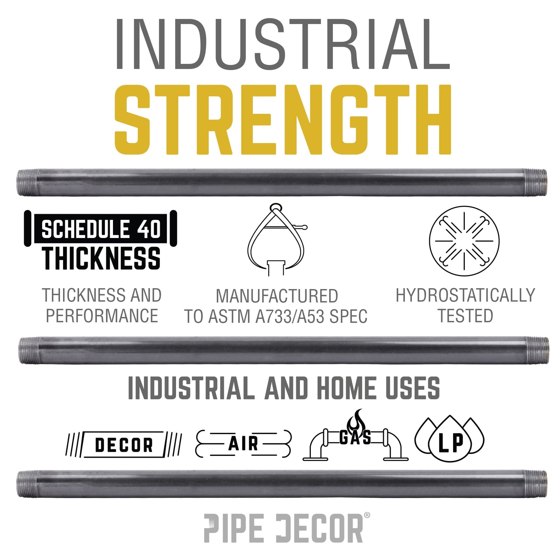 3/8 in. x 8 in. Black Pipe