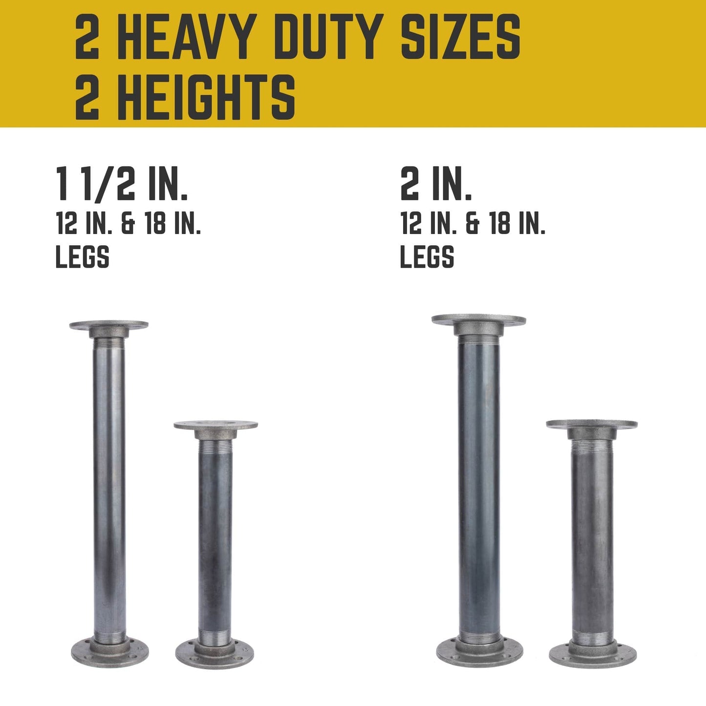1 1/2 in. x 12 in. Round Flange Pipe Table Legs - 2 Pack
