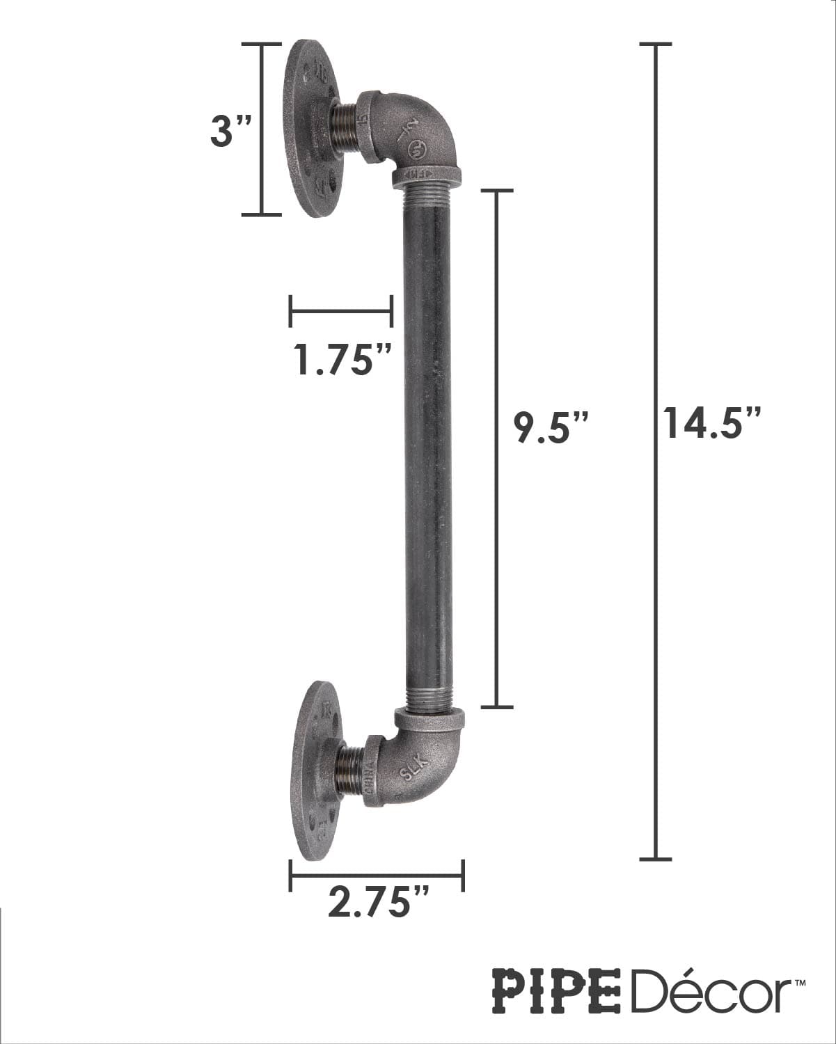 1/2 in. x 10 in. Barn Door Handle - 14.5 in. L