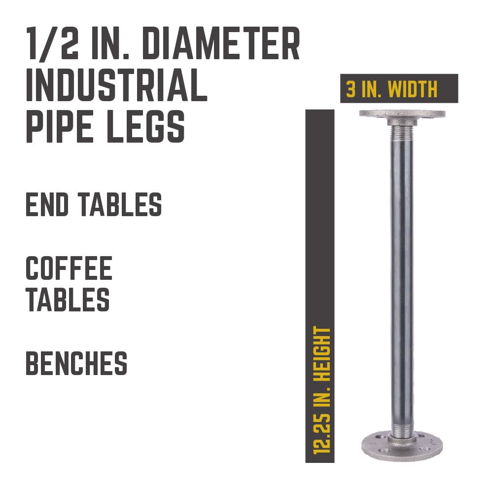 1/2 in. x 12 in. Round Flange Pipe Table Legs - 4 Pack