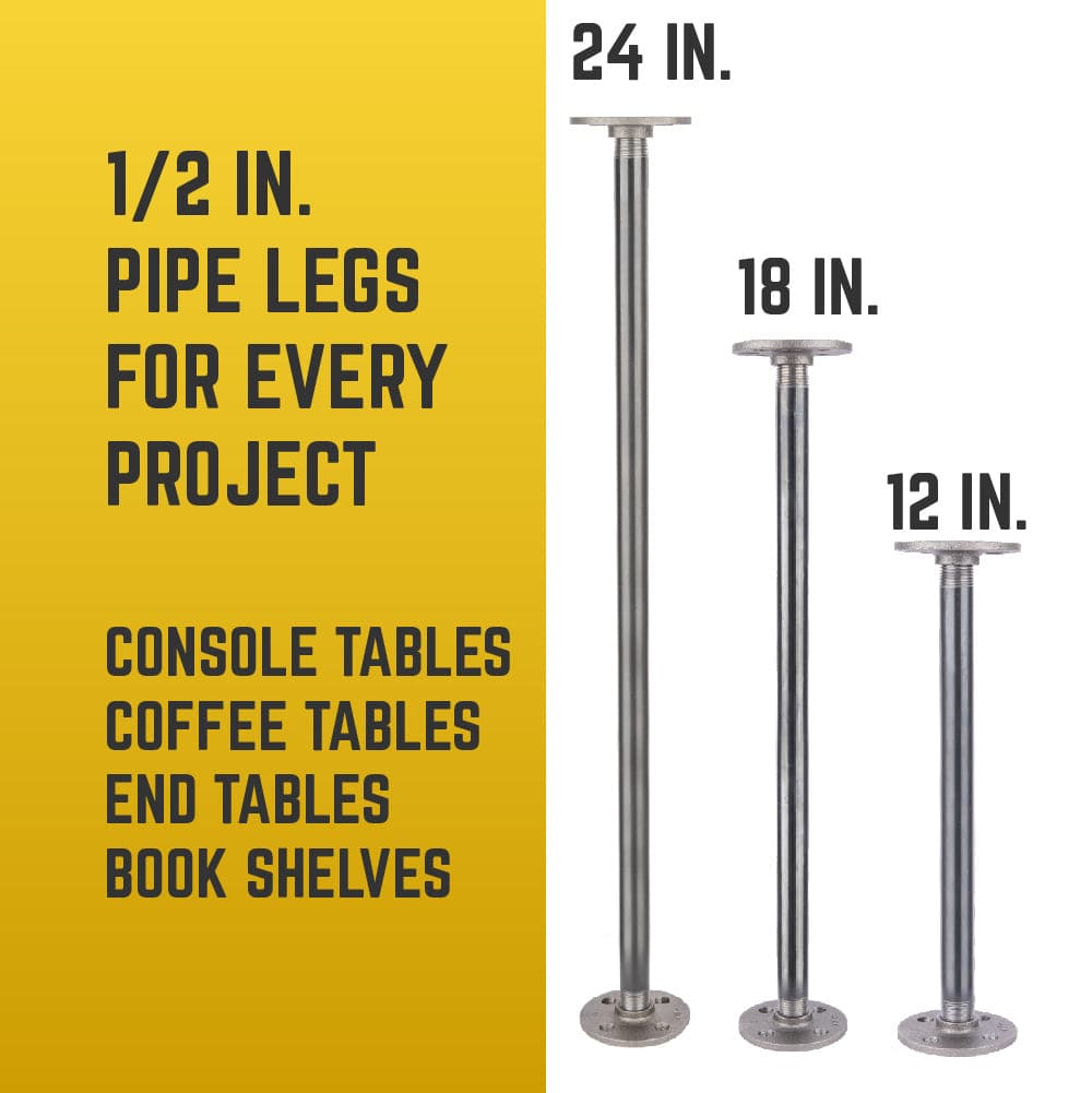 1/2 in. x 12 in. Round Flange Pipe Table Legs - 4 Pack