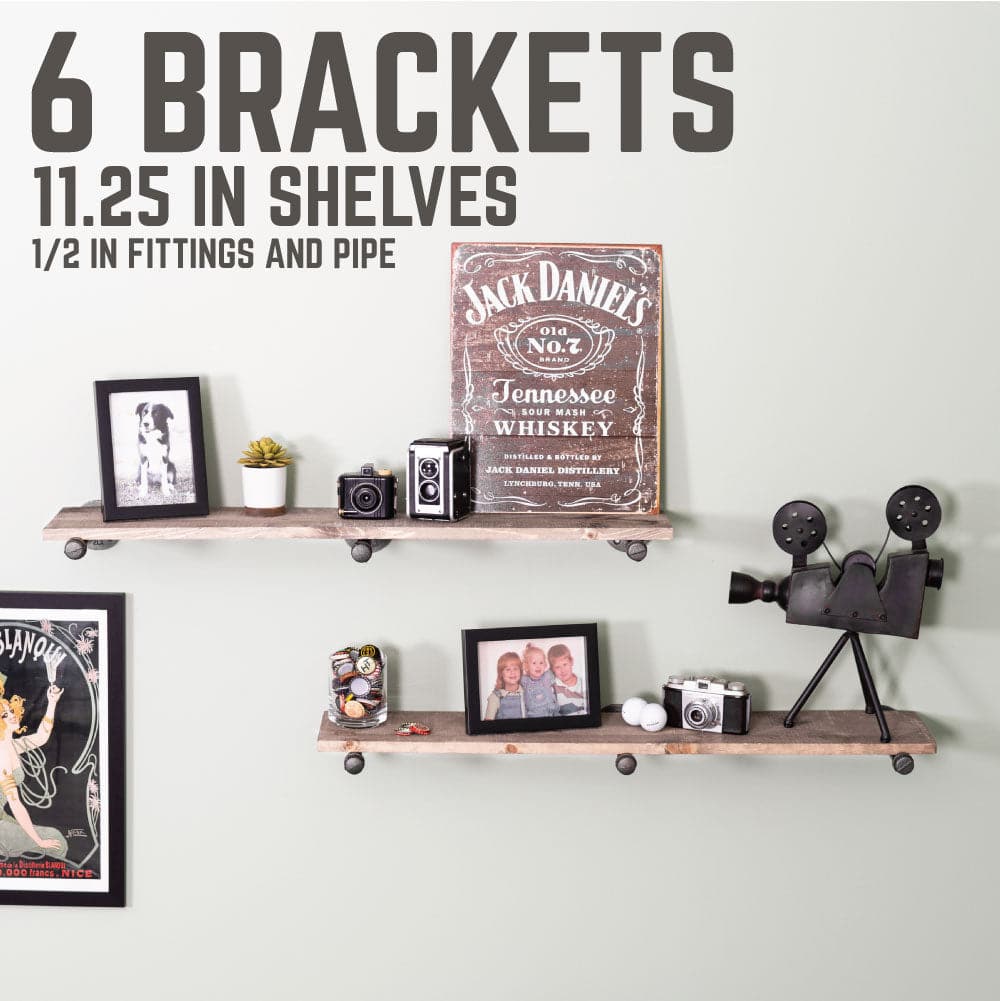 1/2 in. x 12 in. L Shelf Bracket Kit, 6 Pack