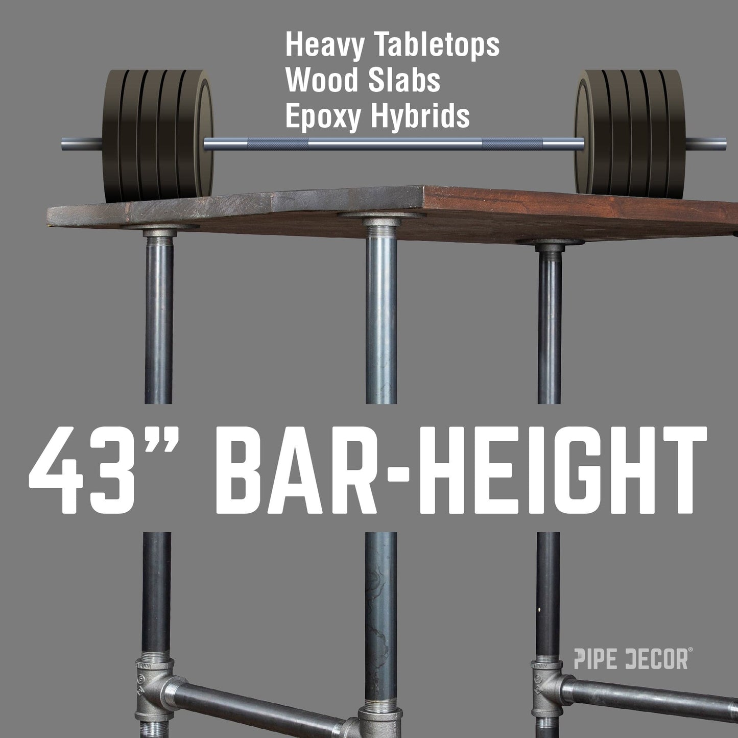H-Leg Bar Height Pipe Table Legs (Set of 2)