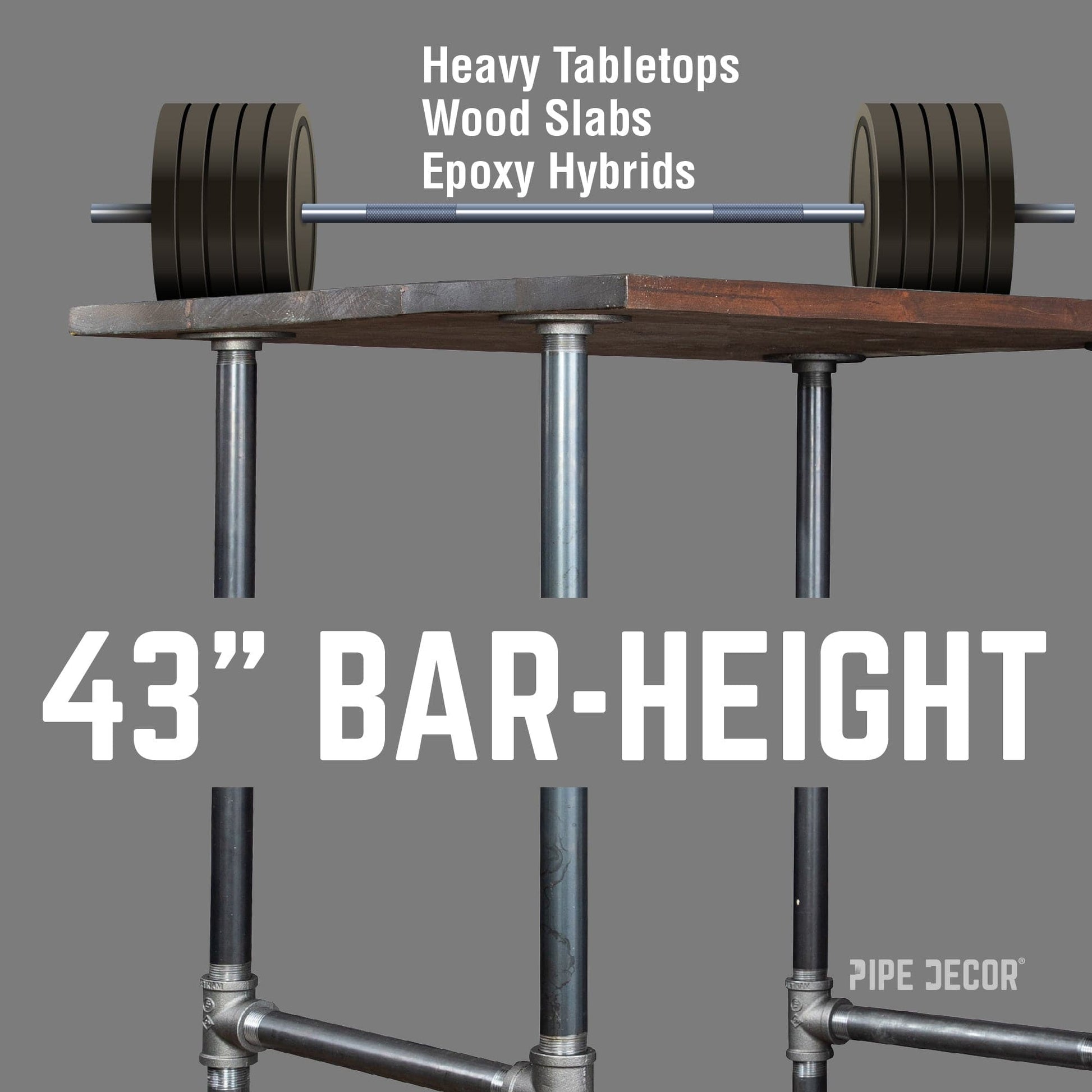 H-Leg Bar Height Pipe Table Legs (Set of 2)