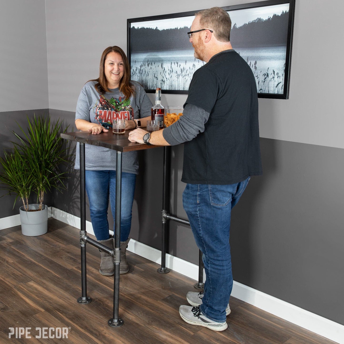 H-Leg Bar Height Pipe Table Legs (Set of 2)